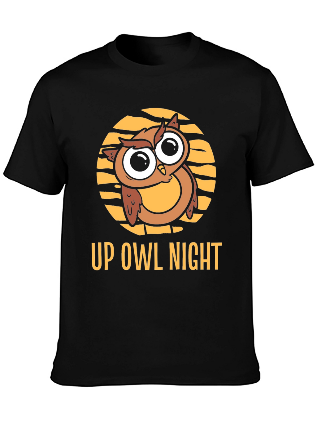 Up Owl Night Black T-Shirt - Cute Owl Design