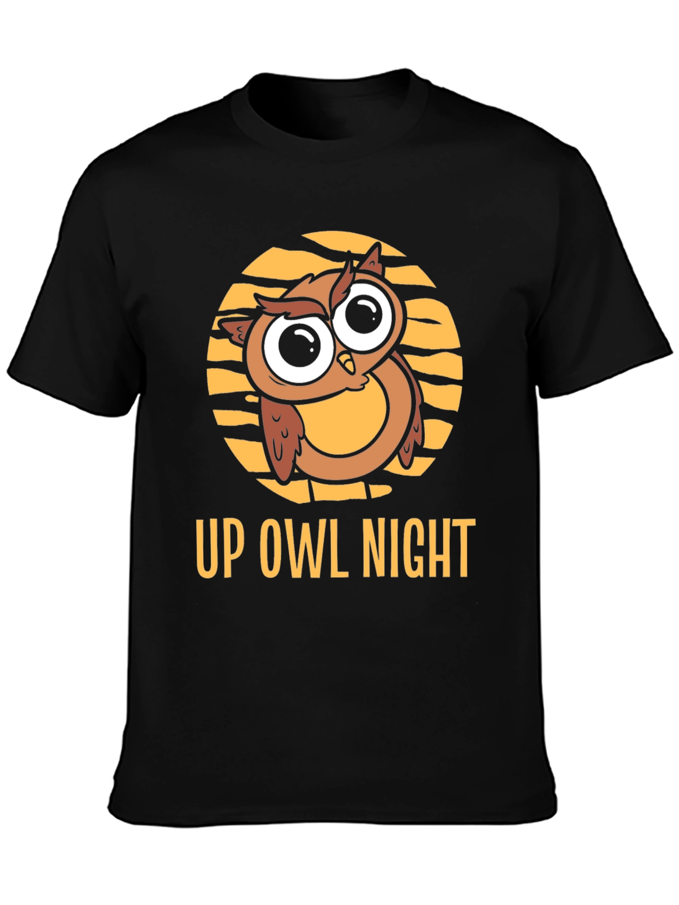 Up Owl Night Black T-Shirt - Cute Owl Design