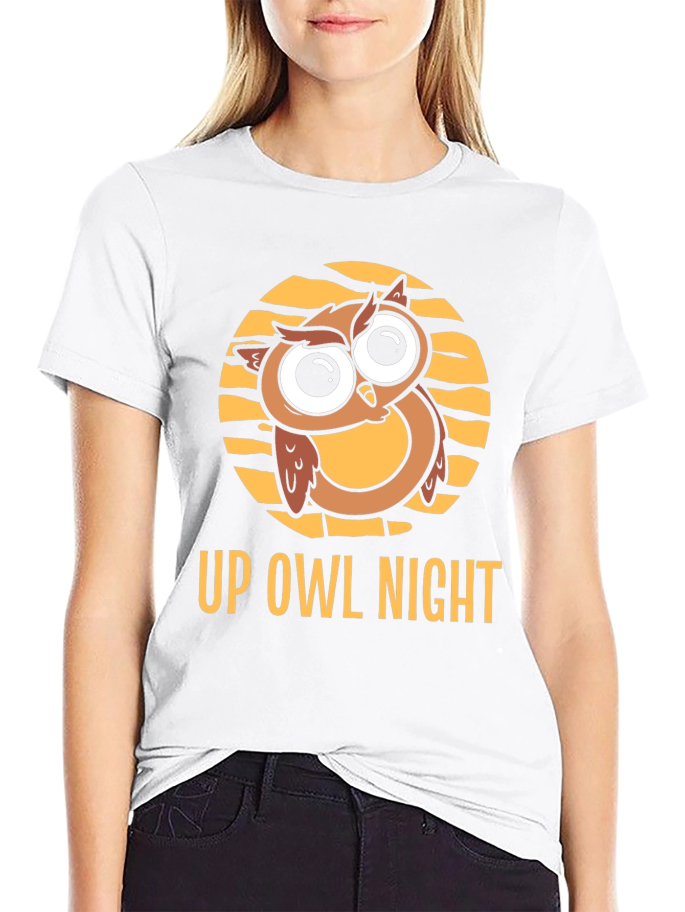 Up Owl Night Black T-Shirt - Cute Owl Design