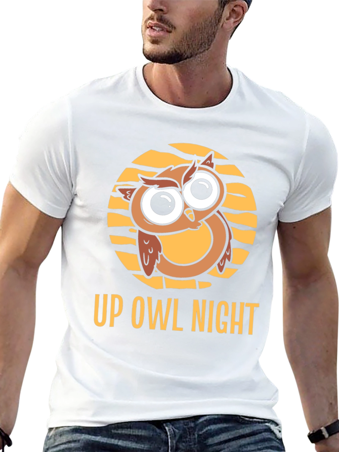 Up Owl Night Black T-Shirt - Cute Owl Design