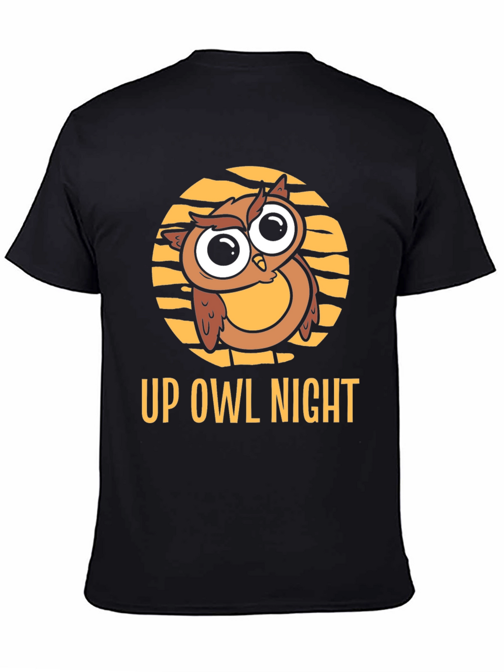 Up Owl Night Black T-Shirt - Cute Owl Design