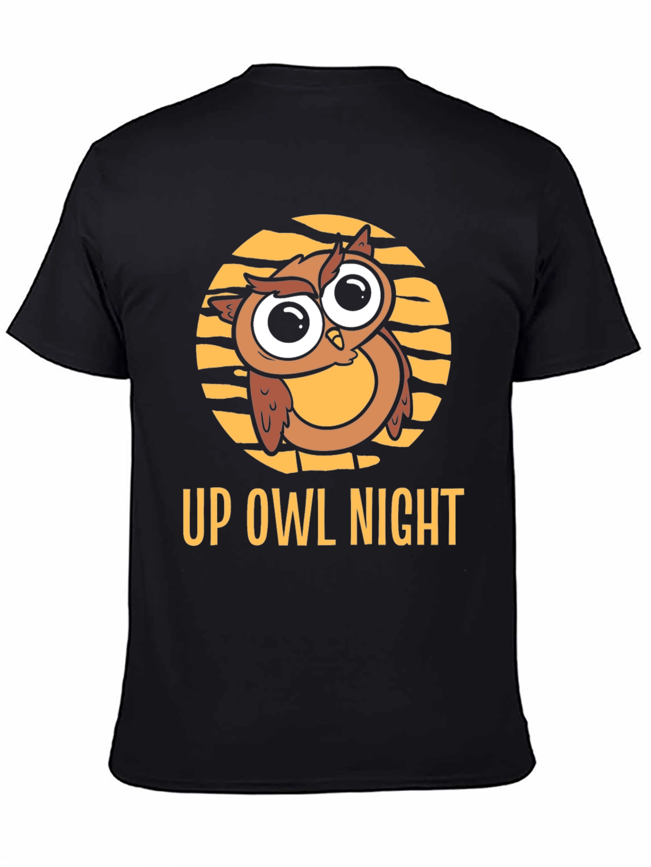 Up Owl Night Black T-Shirt - Cute Owl Design