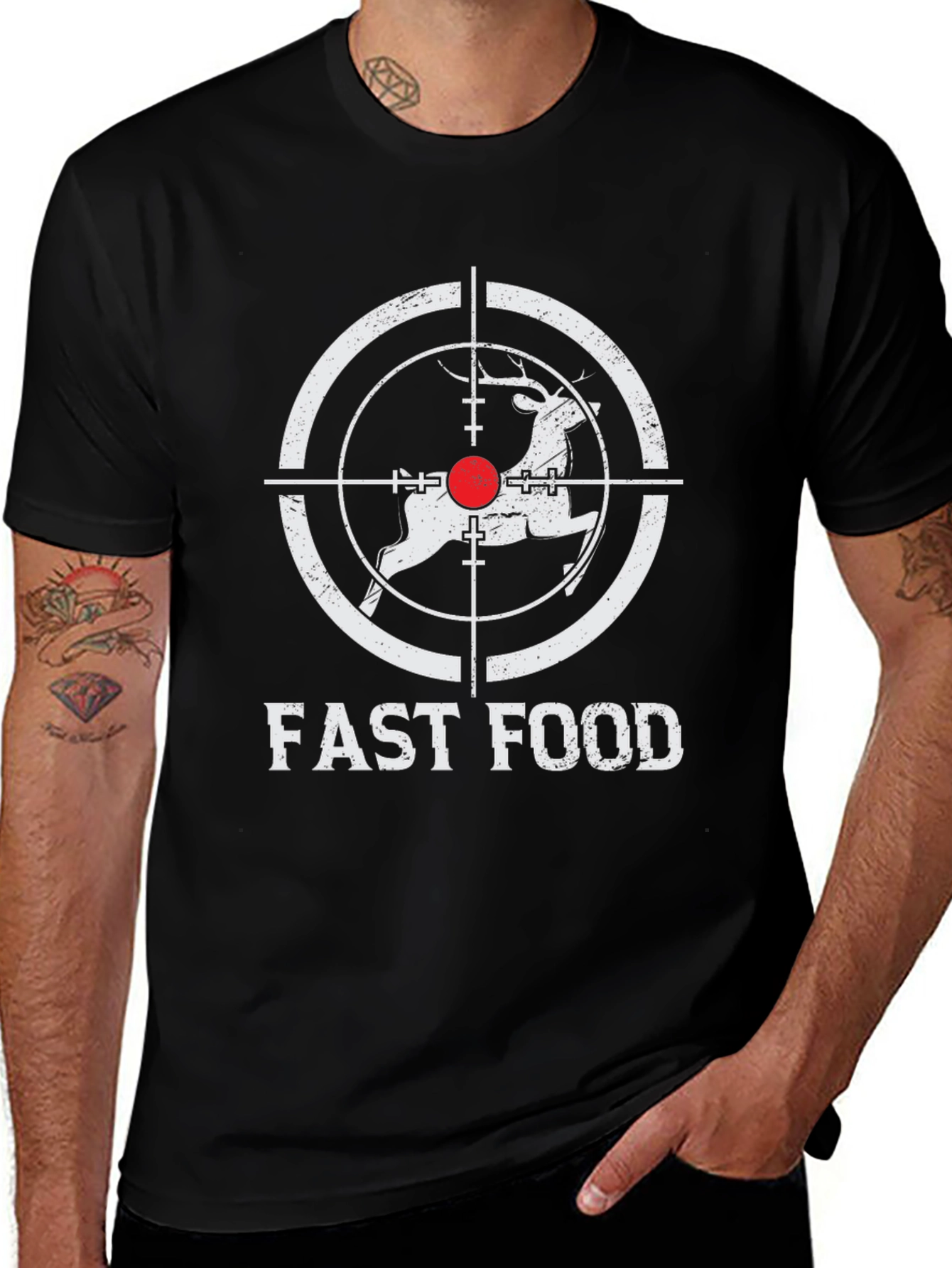Fast Food Deer Hunting Graphic Tee - Novelty Hunter Shirt