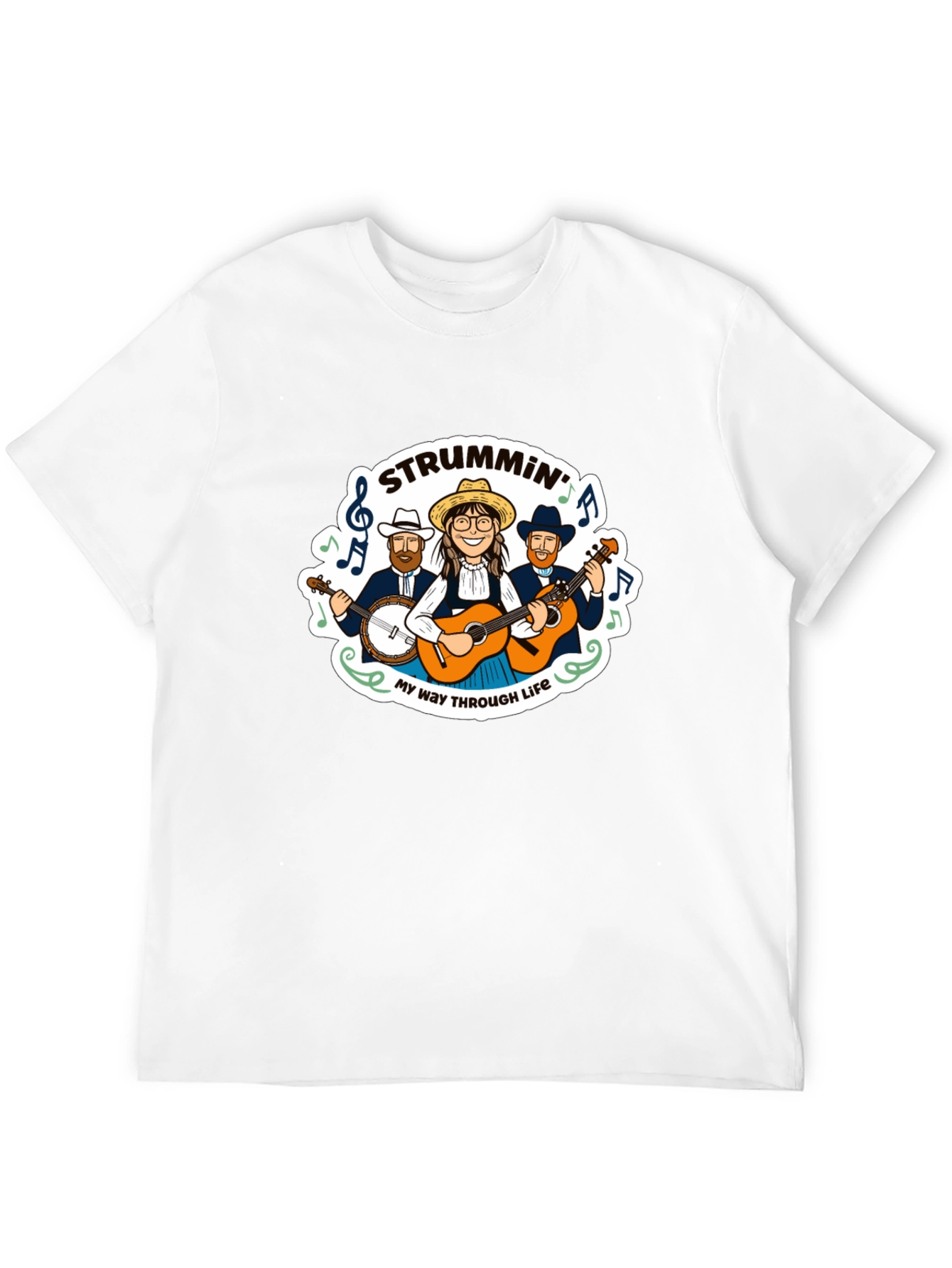 Strummin Through Life Black Graphic Tee