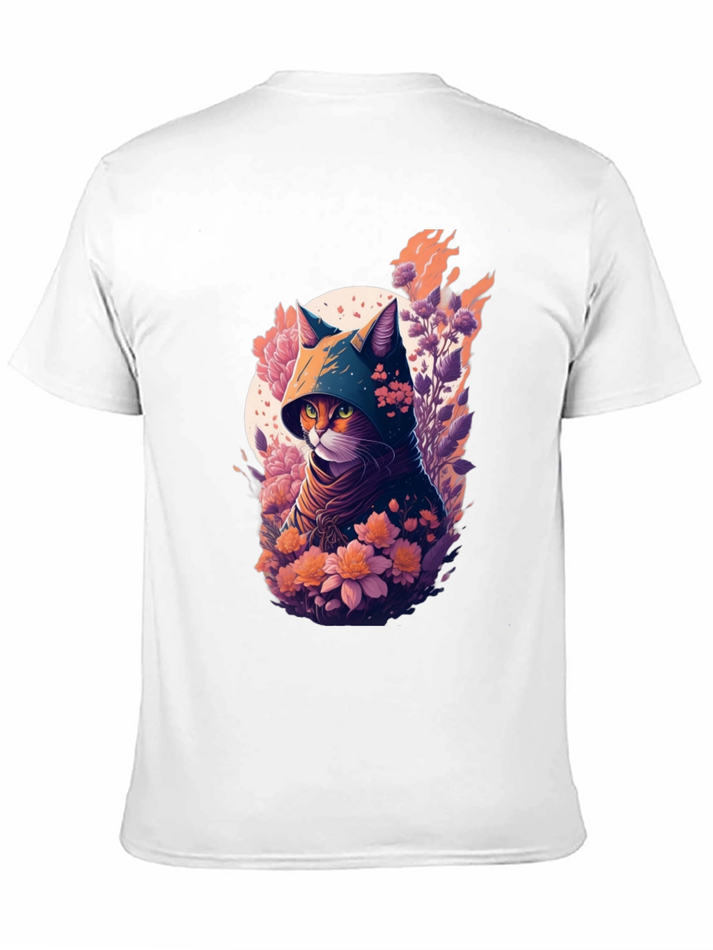 Hooded Cat Floral Print T-Shirt