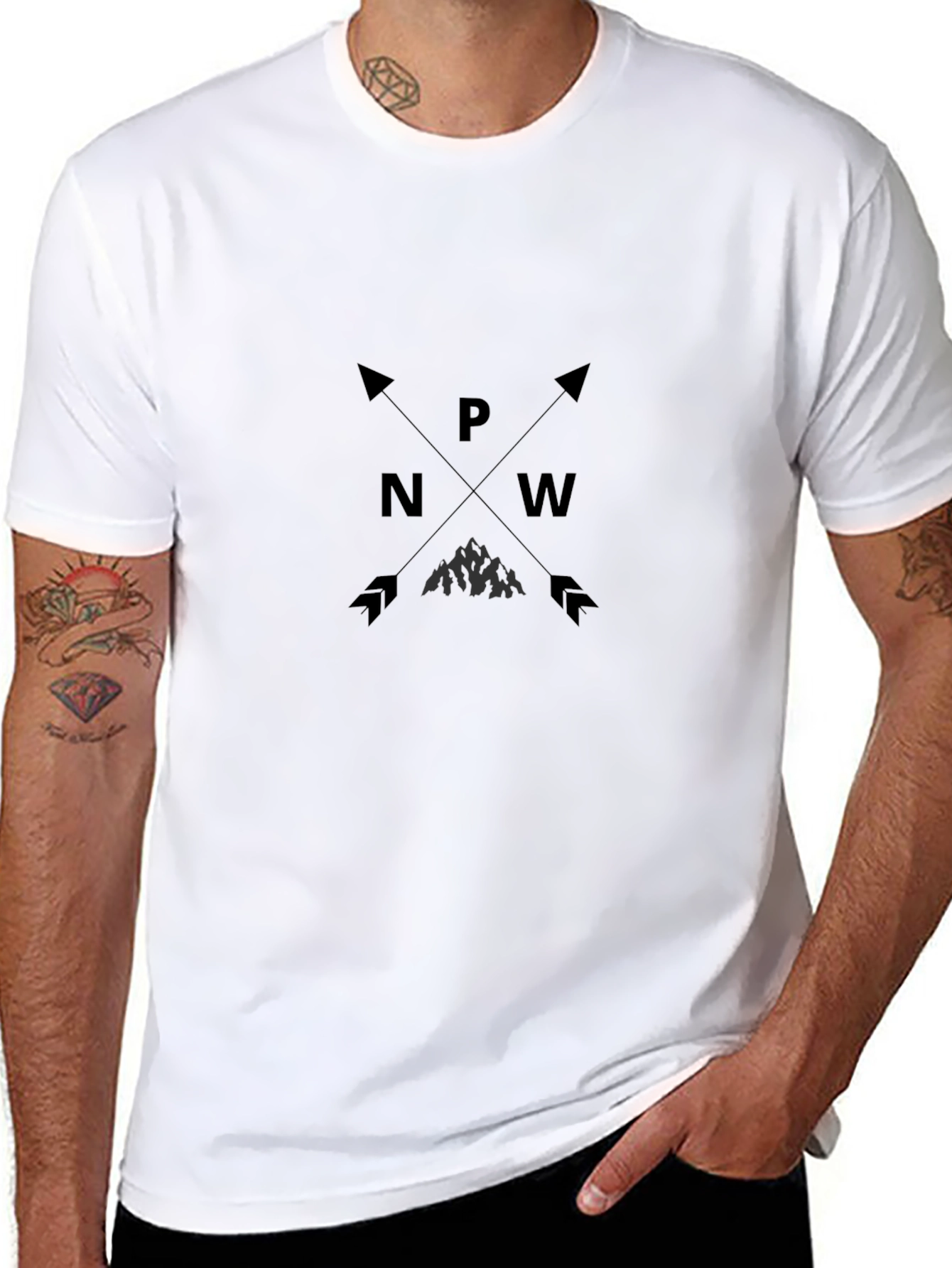 PNW Arrow Mountain T-Shirt - Black Graphic Tee
