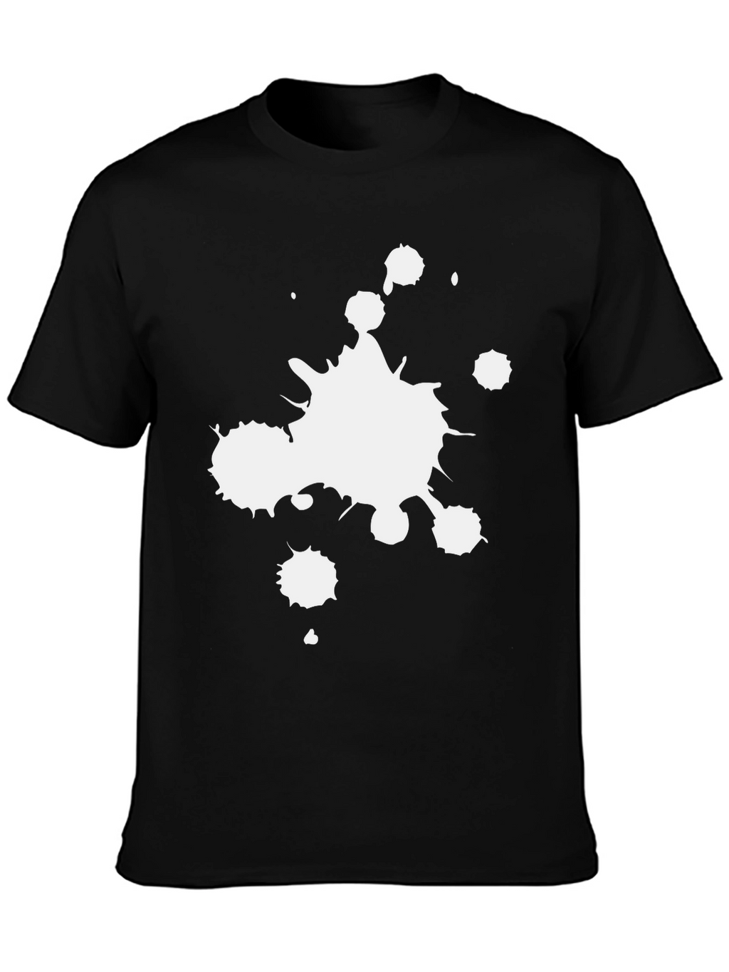 Black T-Shirt with White Paint Splatter Graphic