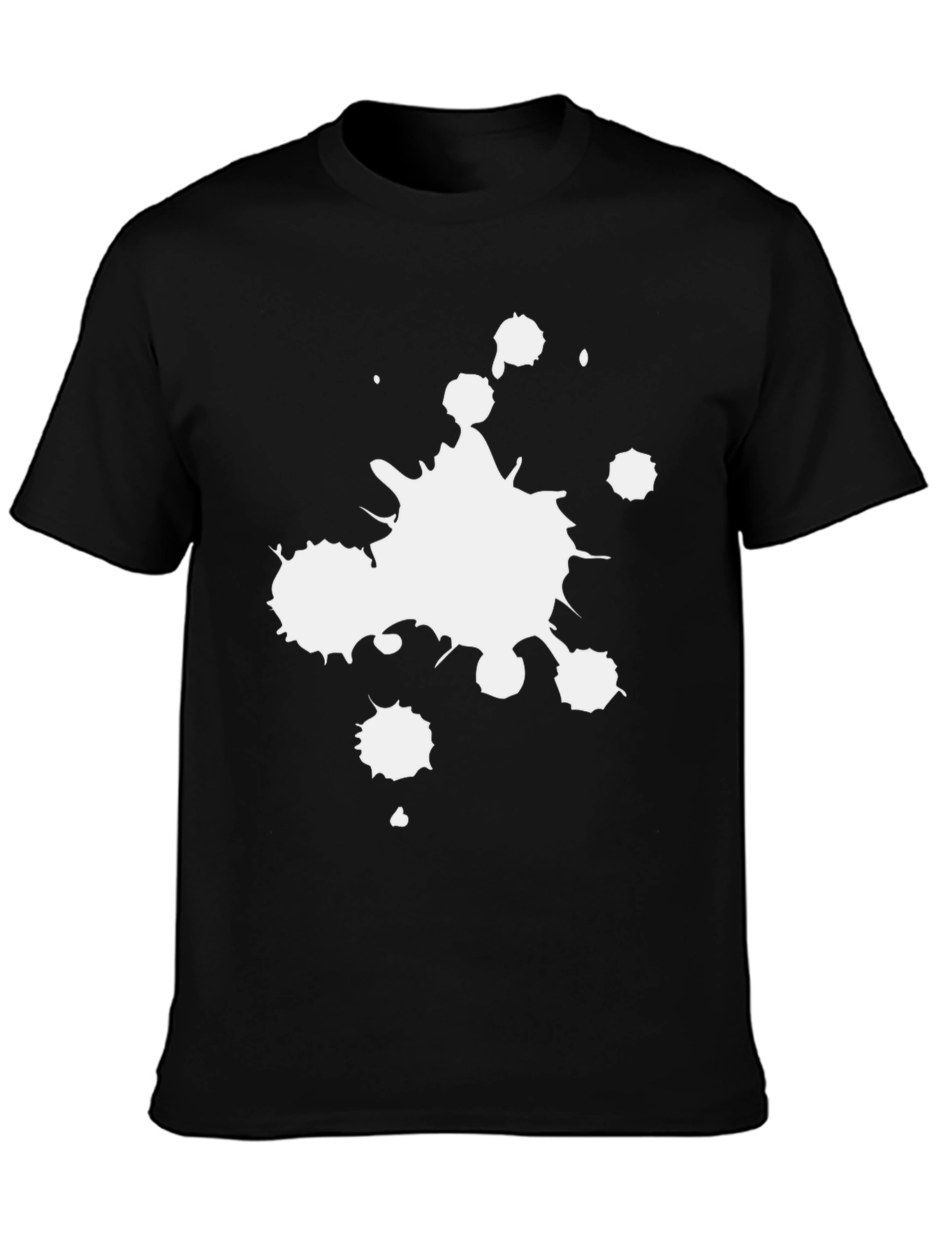 Black T-Shirt with White Paint Splatter Graphic