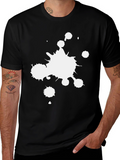 Black T-Shirt with White Paint Splatter Graphic