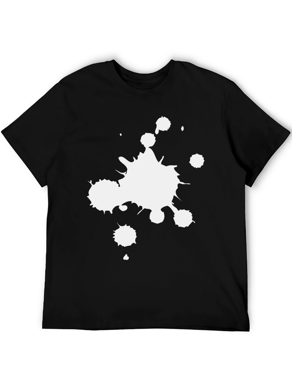 Black T-Shirt with White Paint Splatter Graphic