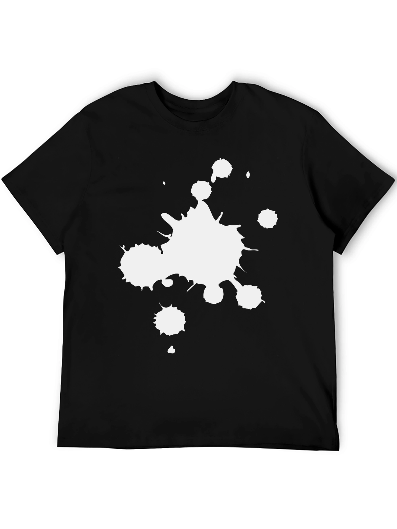 Black T-Shirt with White Paint Splatter Graphic
