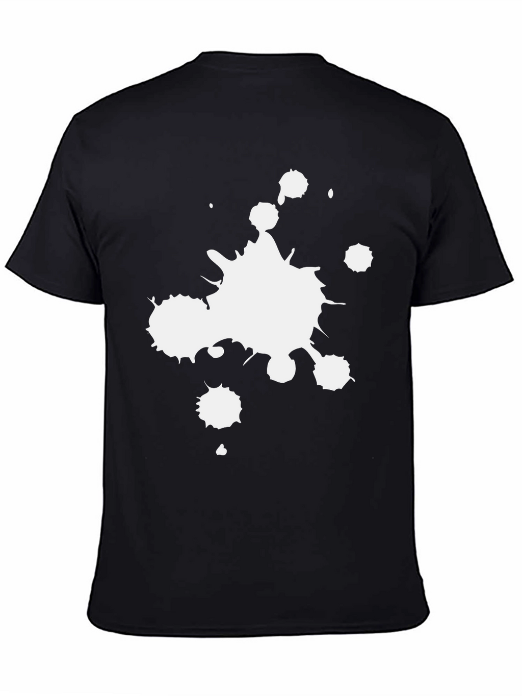 Black T-Shirt with White Paint Splatter Graphic