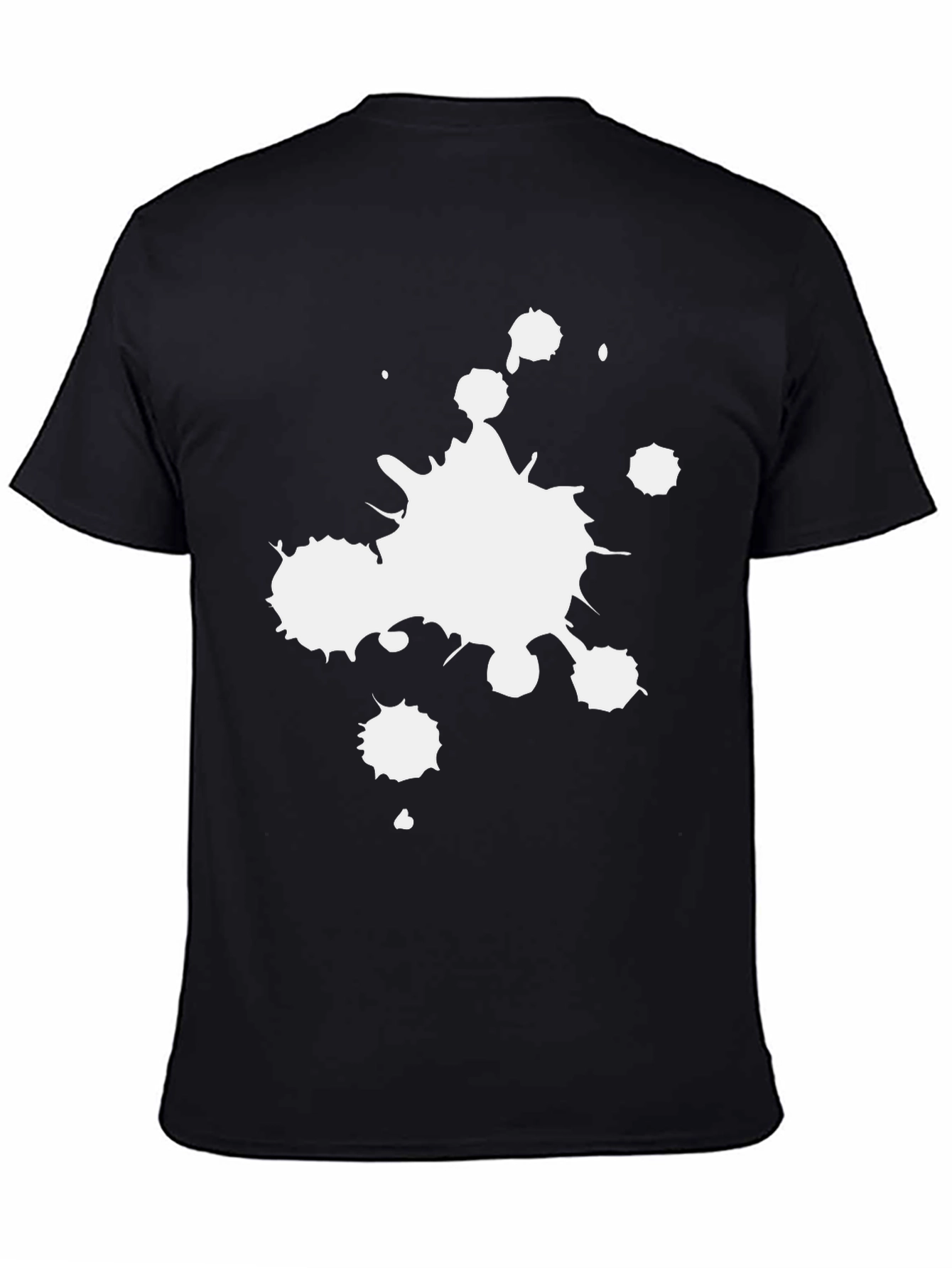 Black T-Shirt with White Paint Splatter Graphic