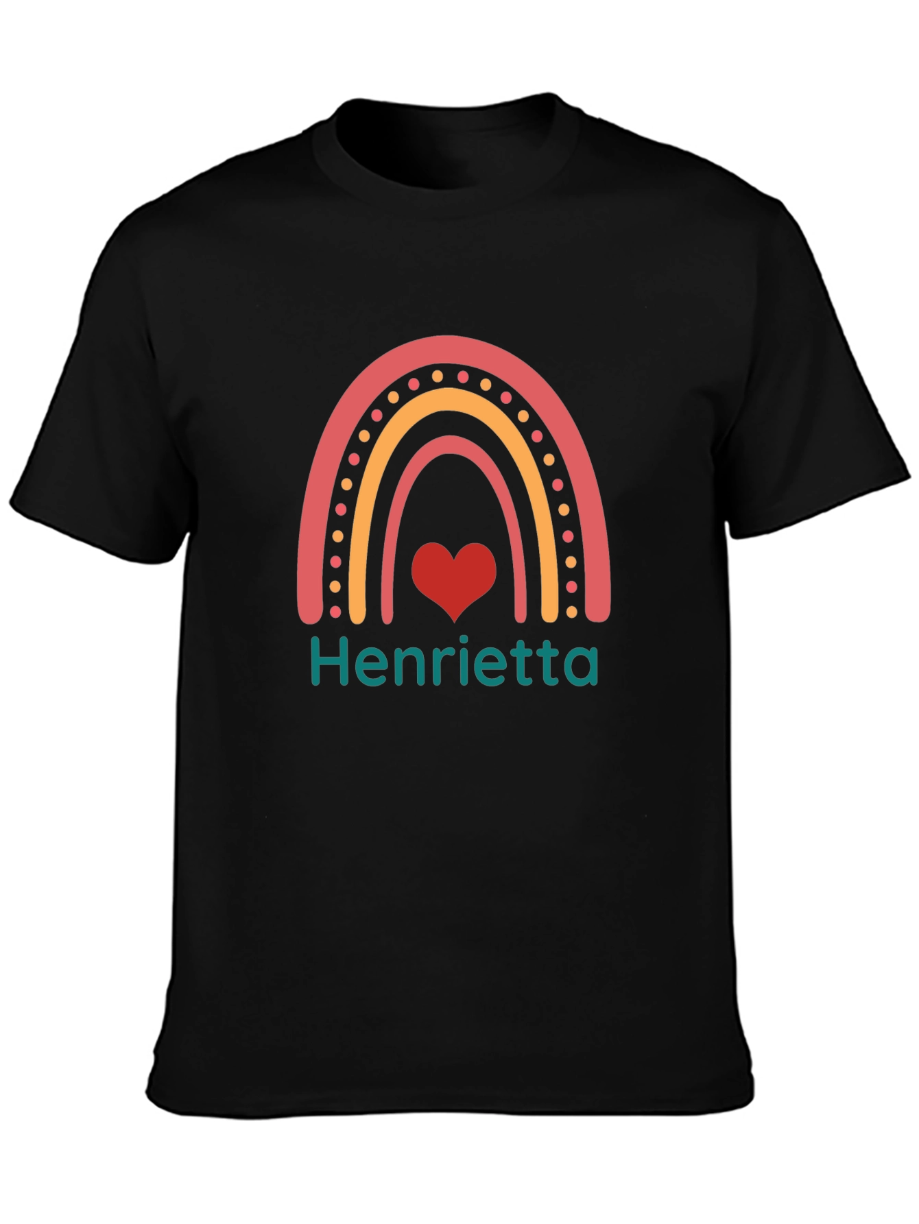 Henrietta Rainbow Heart Black Tee
