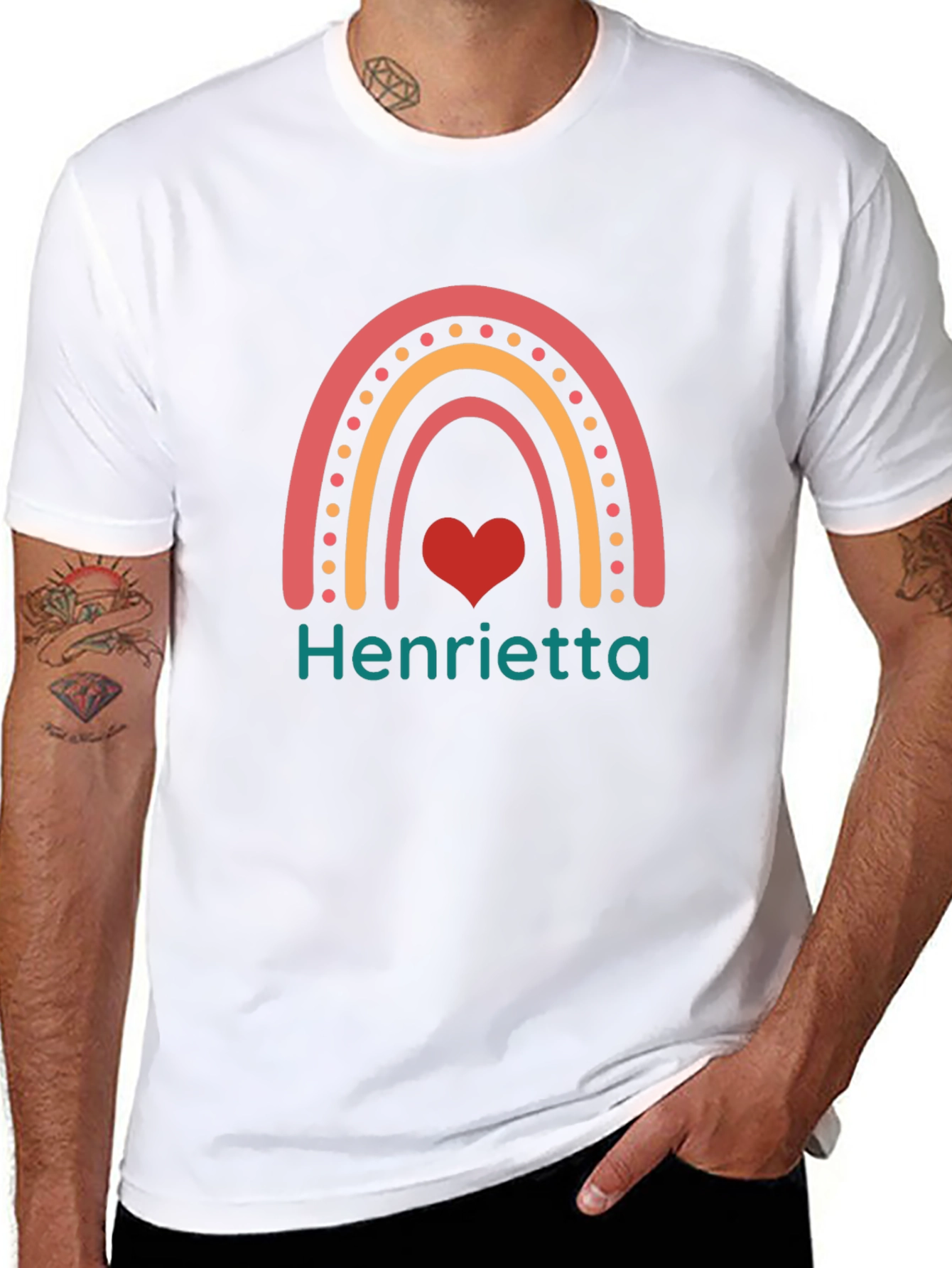 Henrietta Rainbow Heart Black Tee