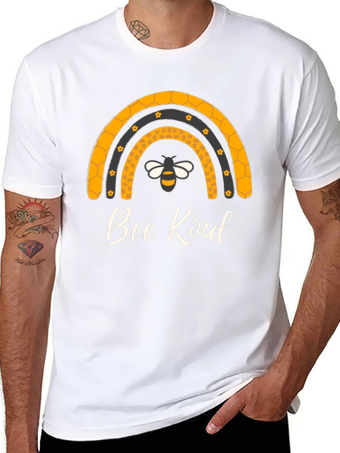 Bee Kind Rainbow Graphic Tee