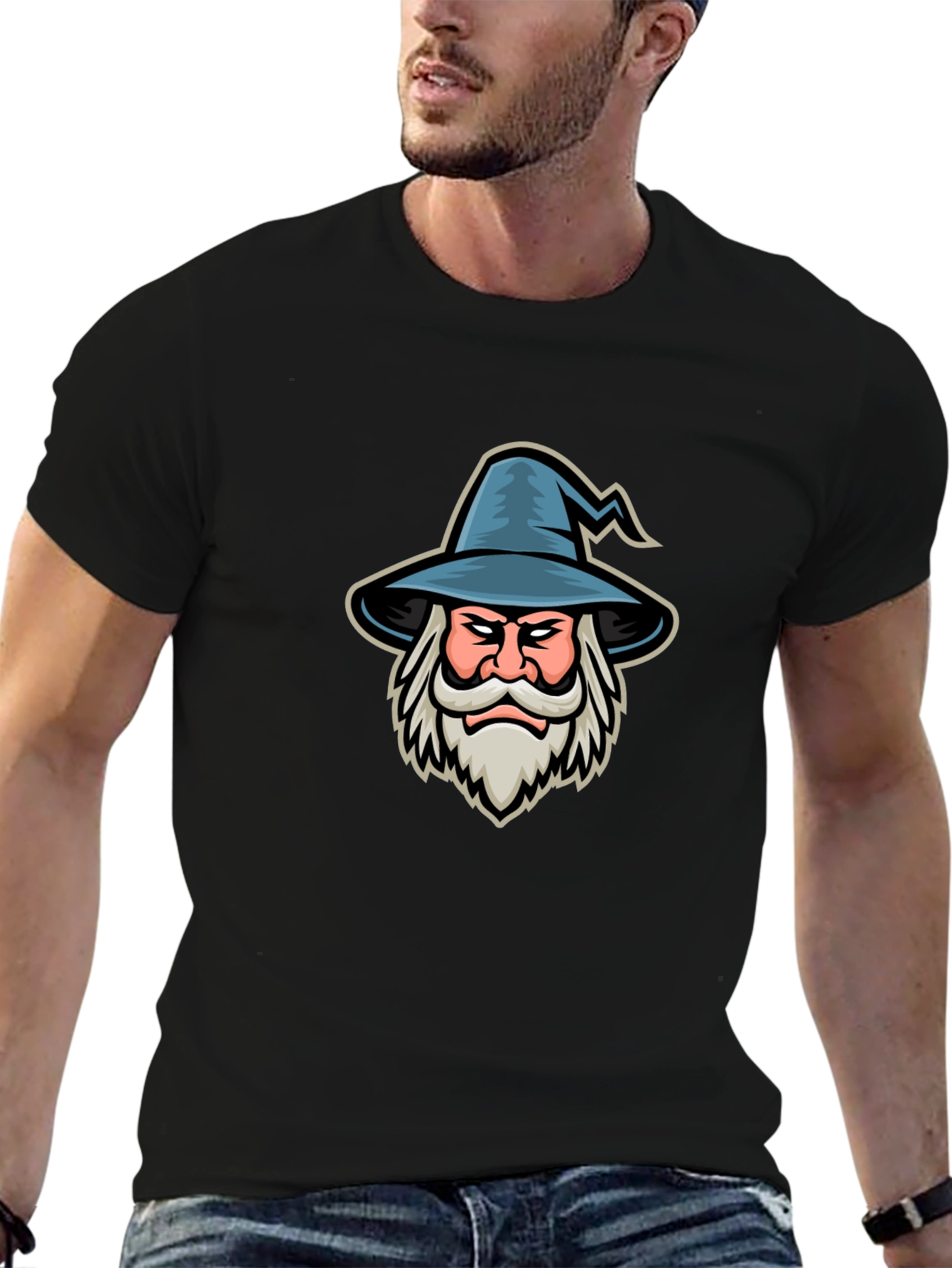 Wizard Graphic T-Shirt - Black Cotton Tee