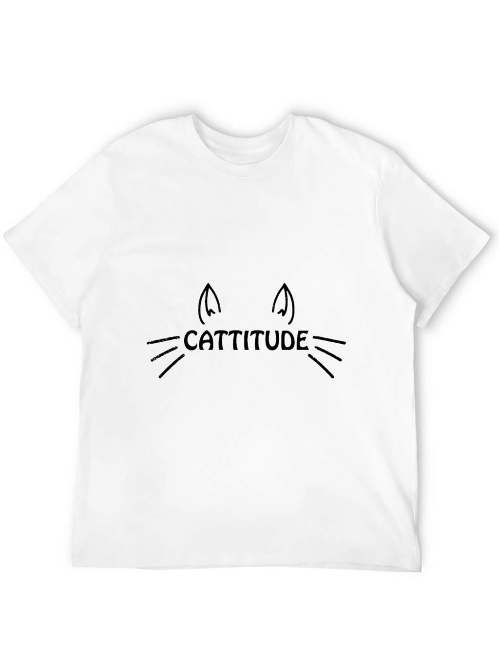 Cattitude Cat Face Graphic Tee - Black