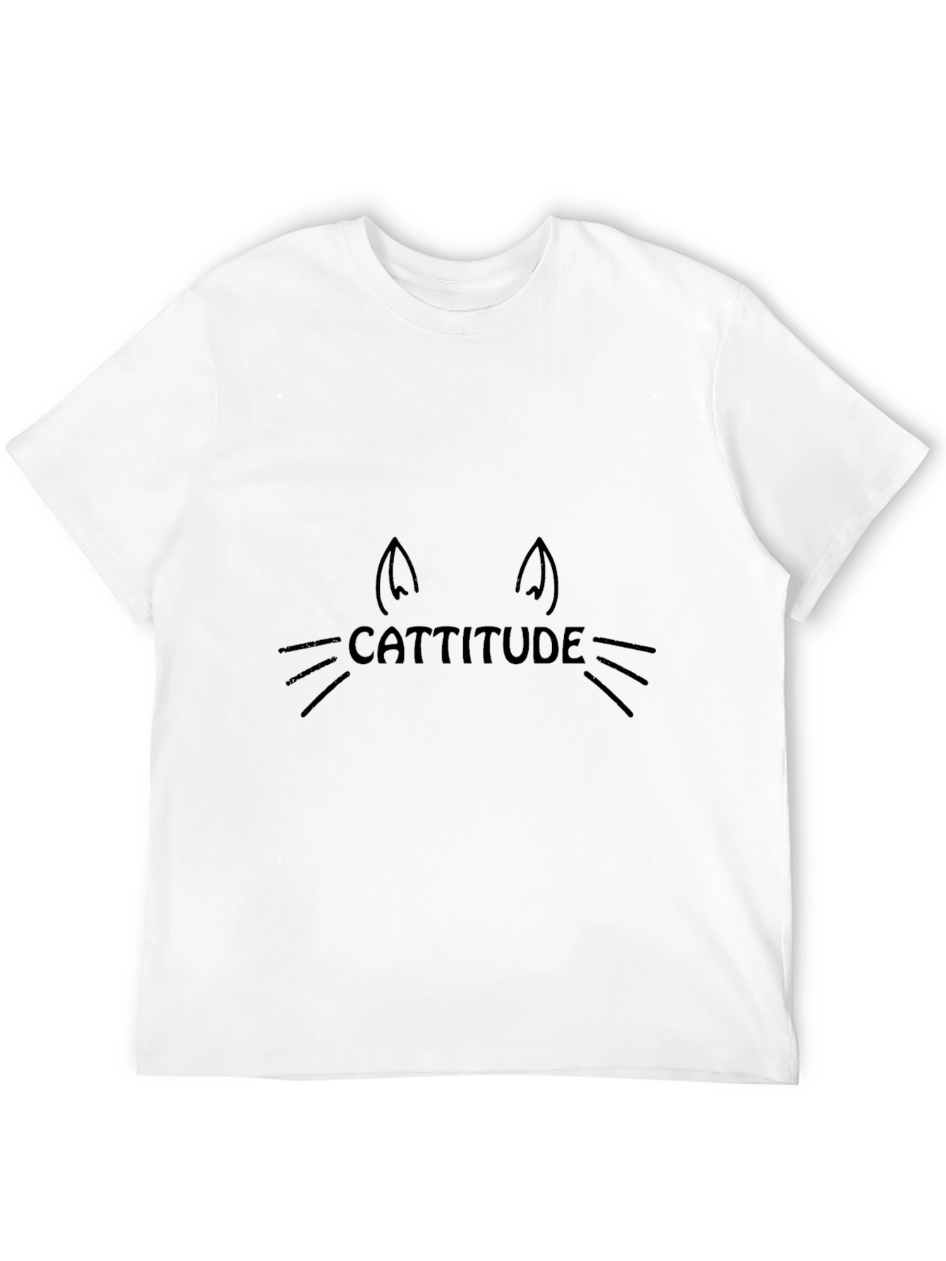 Cattitude Cat Face Graphic Tee - Black