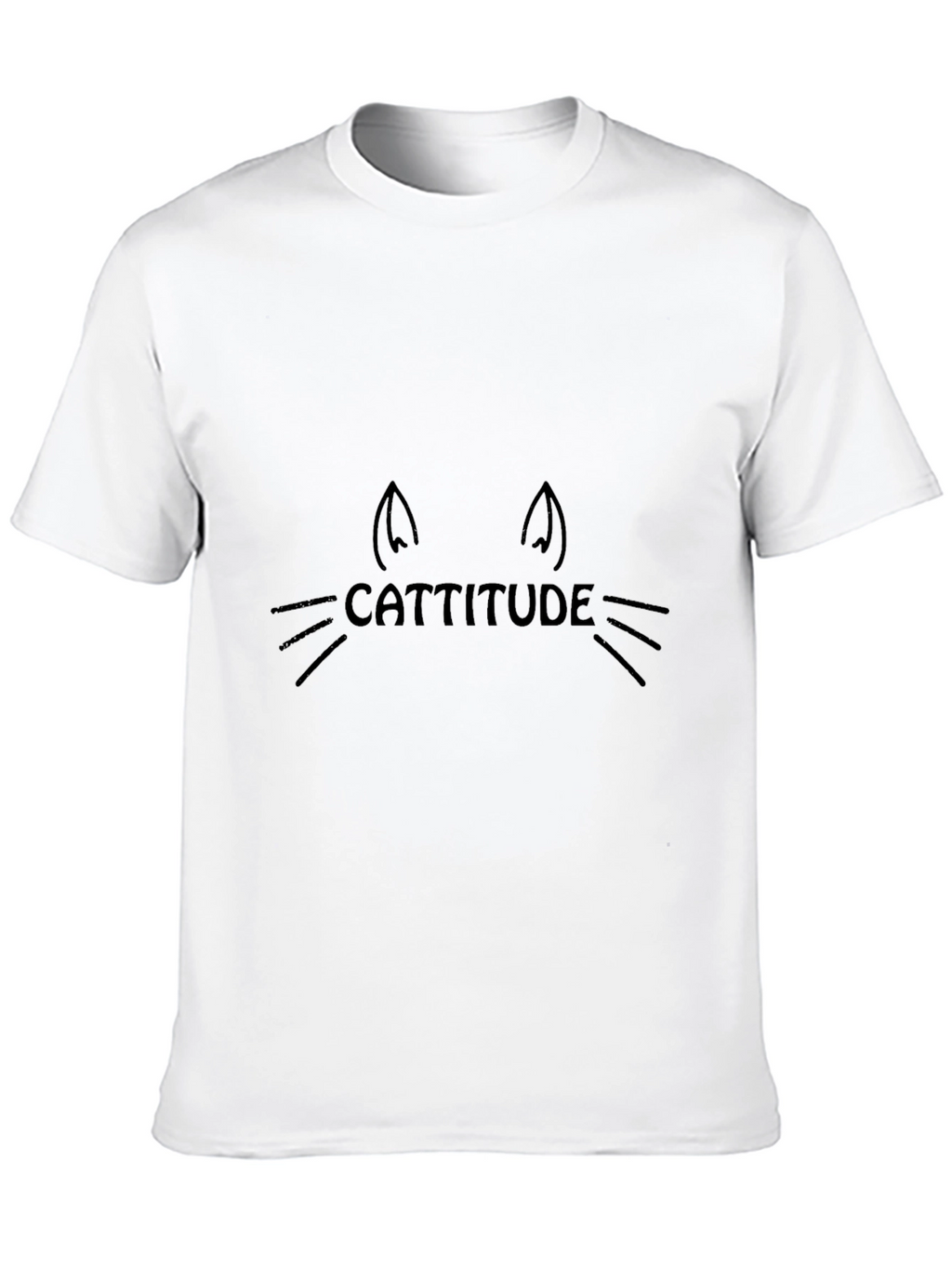 Cattitude Cat Face Graphic Tee - Black