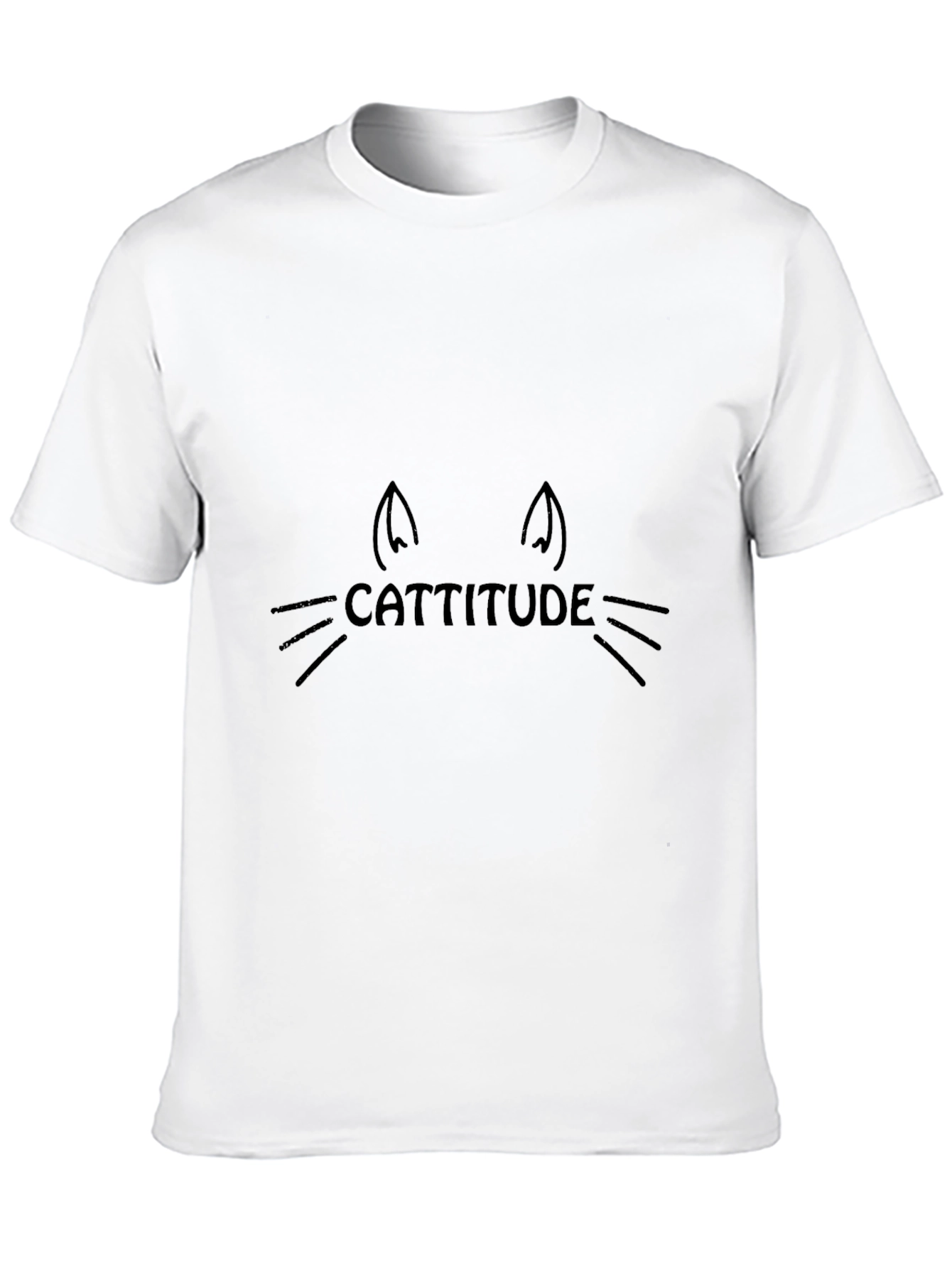 Cattitude Cat Face Graphic Tee - Black