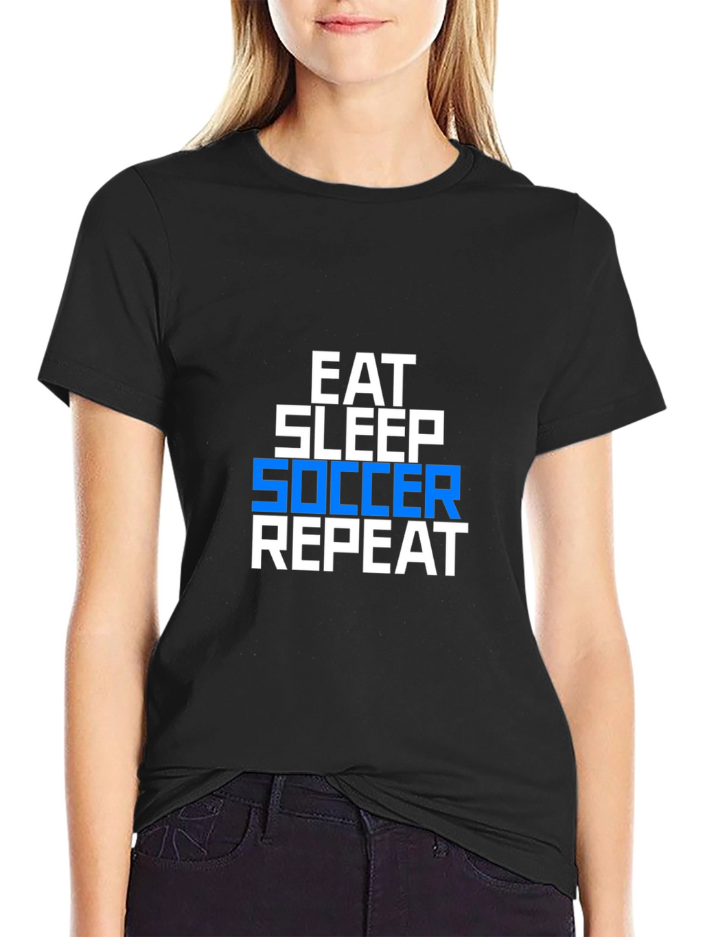 Eat Sleep Soccer Repeat Graphic Tee - Black