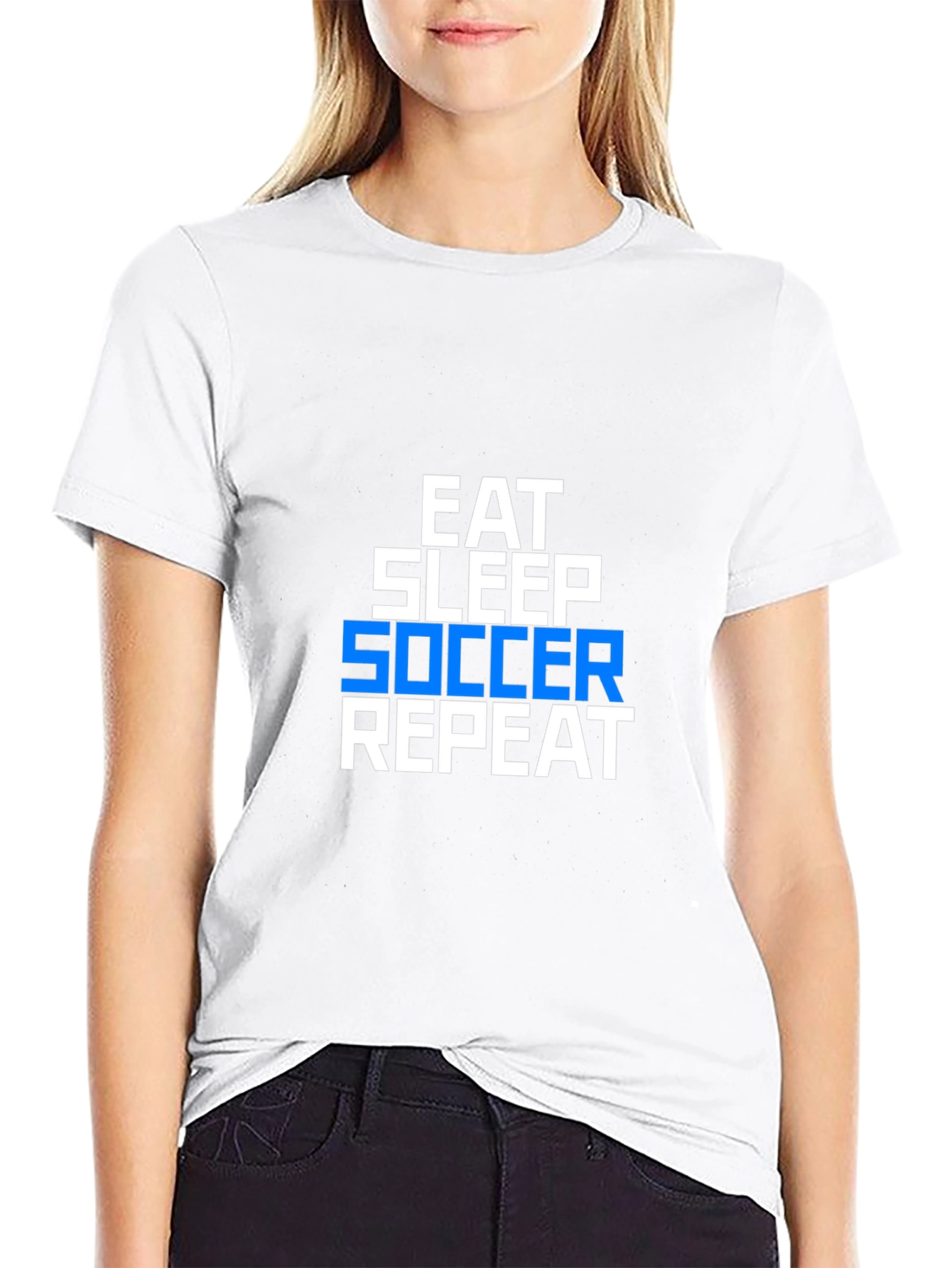 Eat Sleep Soccer Repeat Graphic Tee - Black