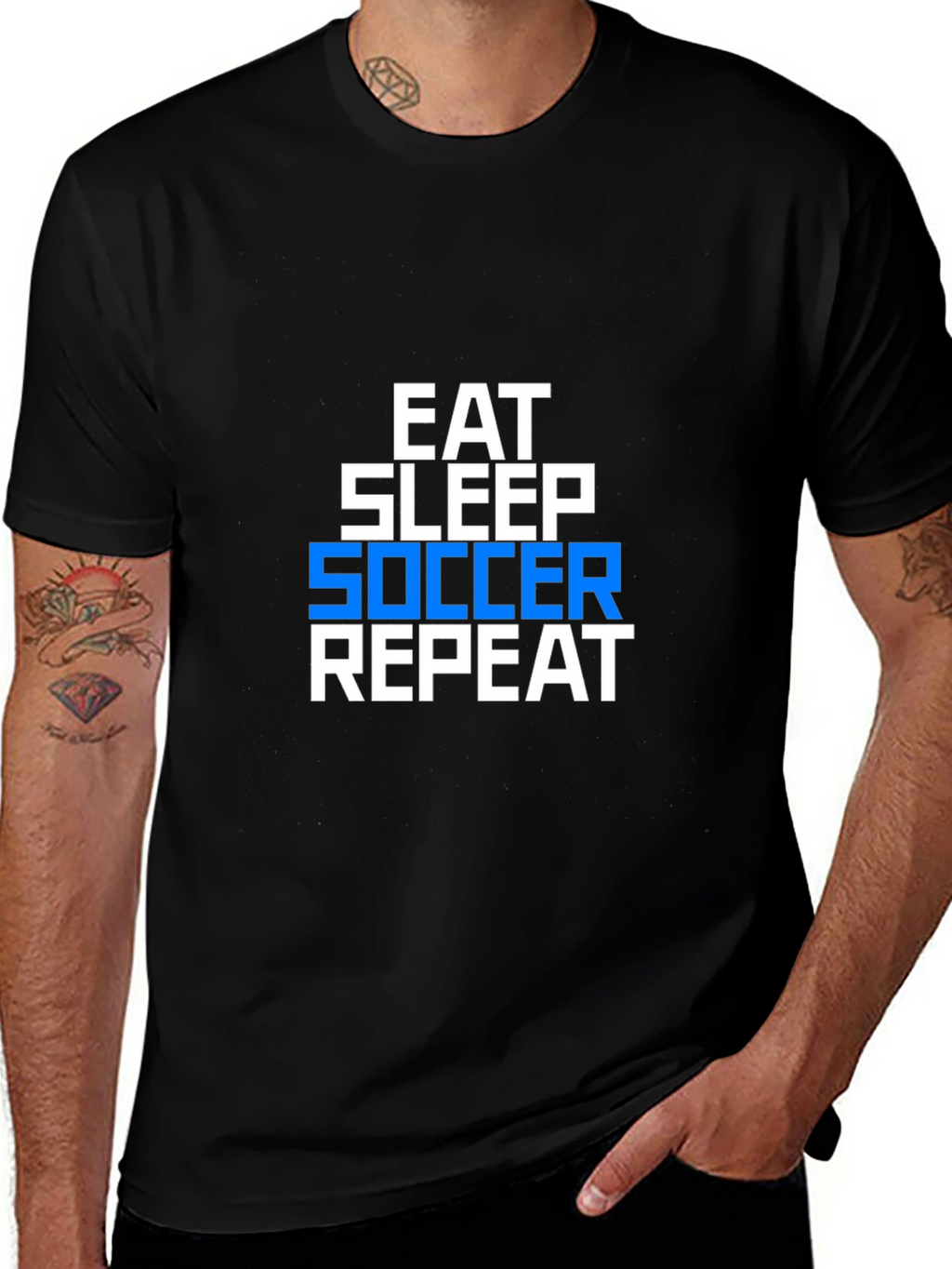Eat Sleep Soccer Repeat Graphic Tee - Black