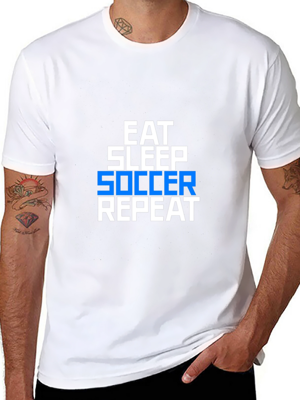 Eat Sleep Soccer Repeat Graphic Tee - Black