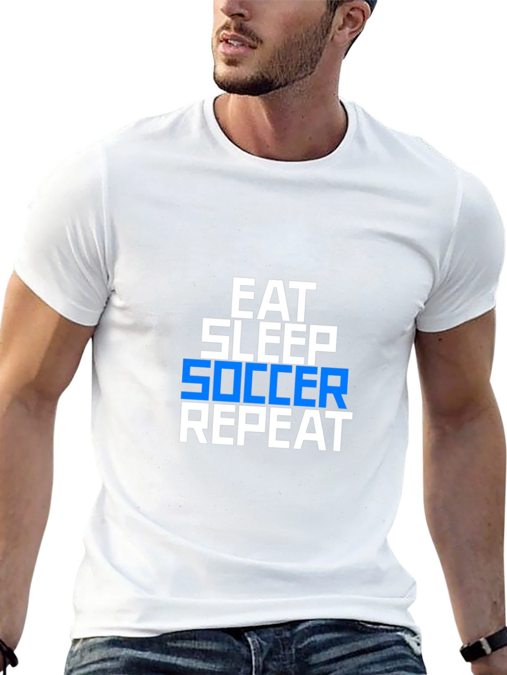 Eat Sleep Soccer Repeat Graphic Tee - Black