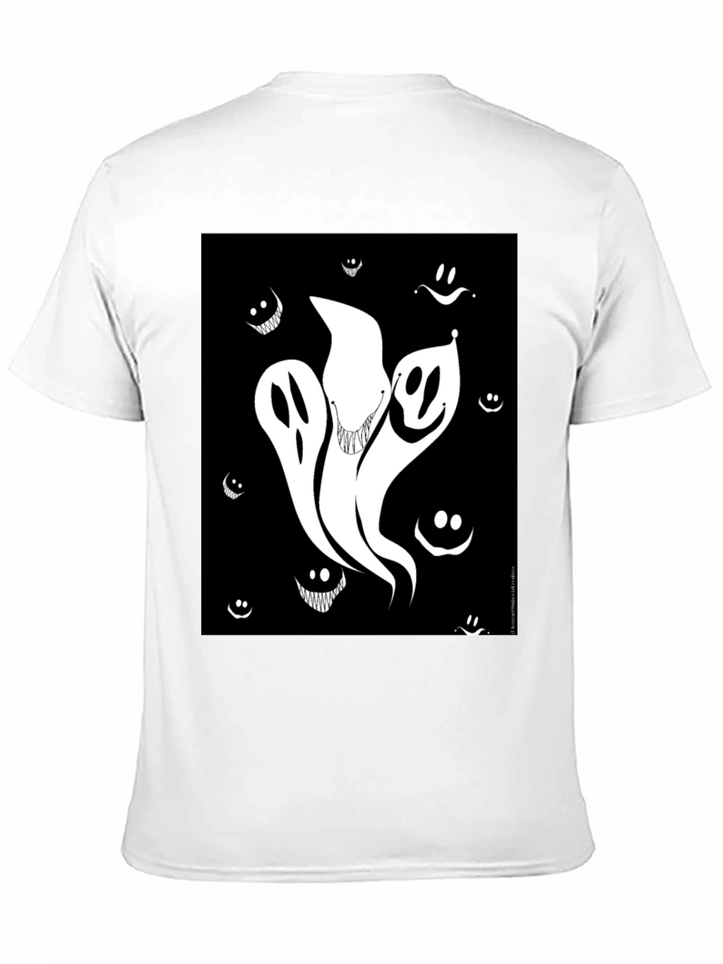 Spooky Ghost Graphic Tee - Black Cotton Shirt