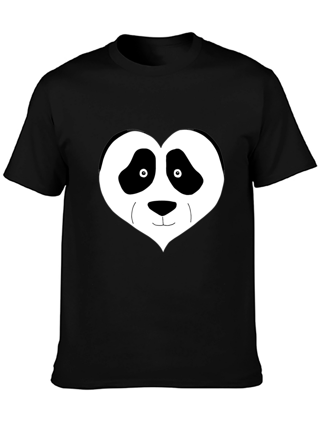 Panda Heart Graphic Tee - Black Casual Shirt
