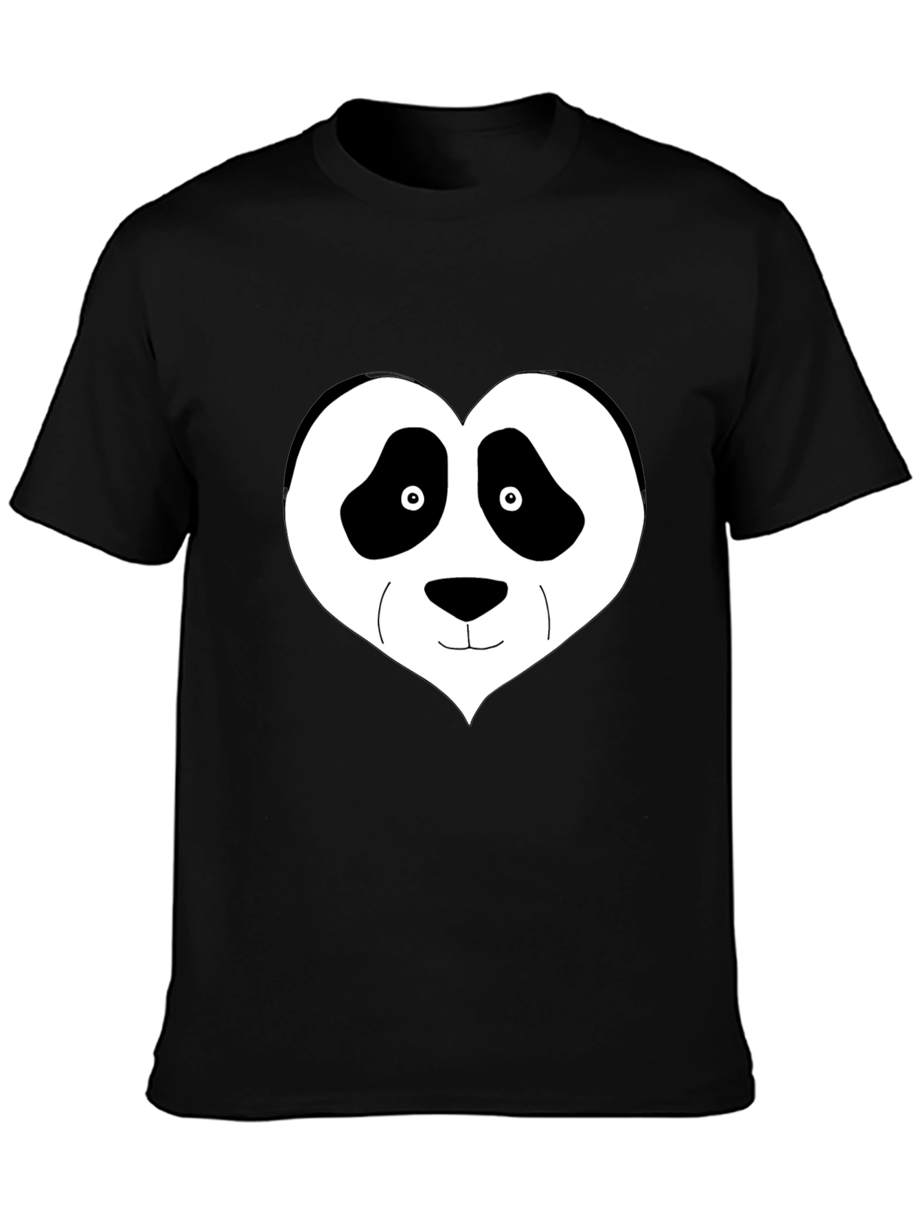 Panda Heart Graphic Tee - Black Casual Shirt