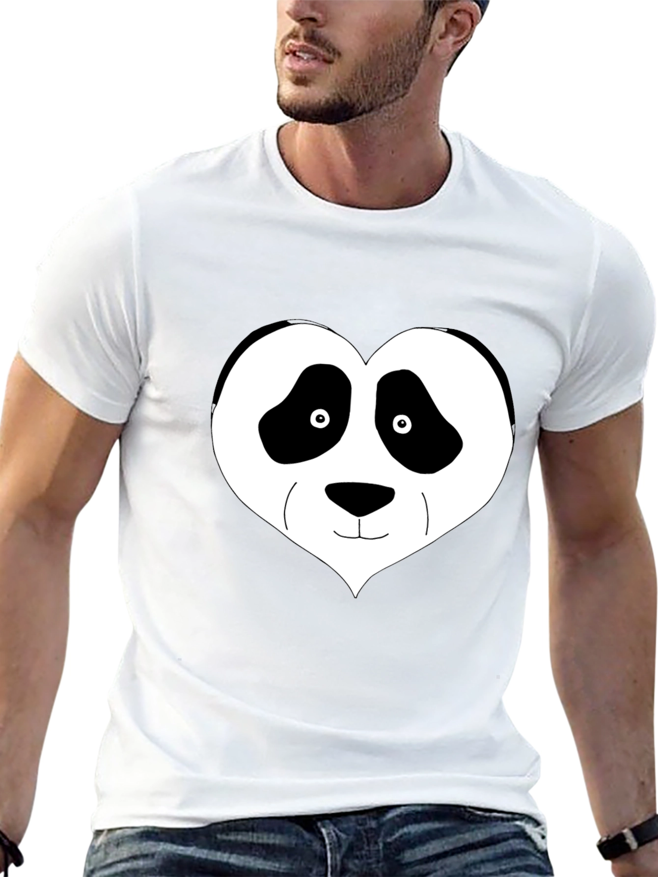 Panda Heart Graphic Tee - Black Casual Shirt