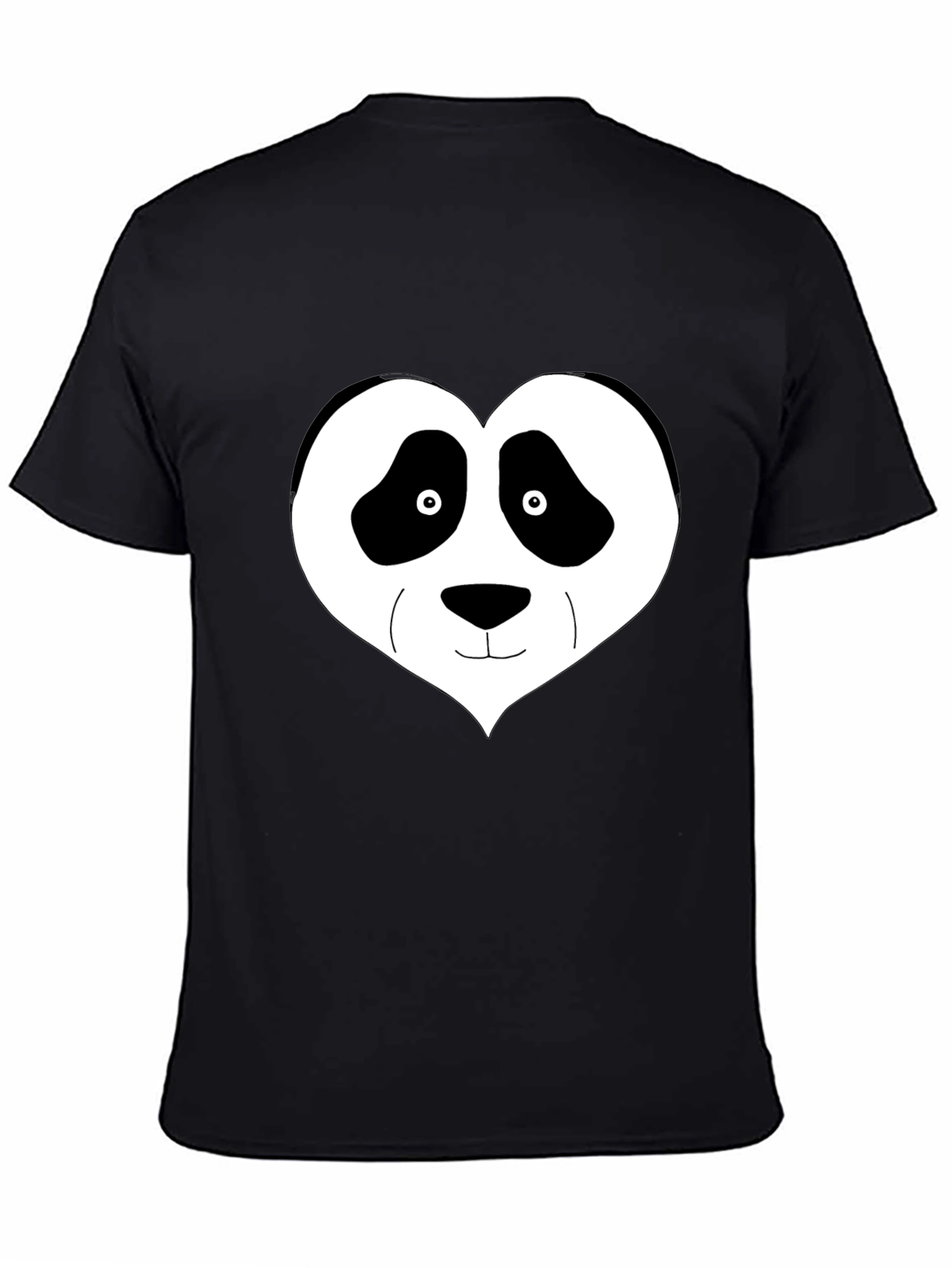 Panda Heart Graphic Tee - Black Casual Shirt