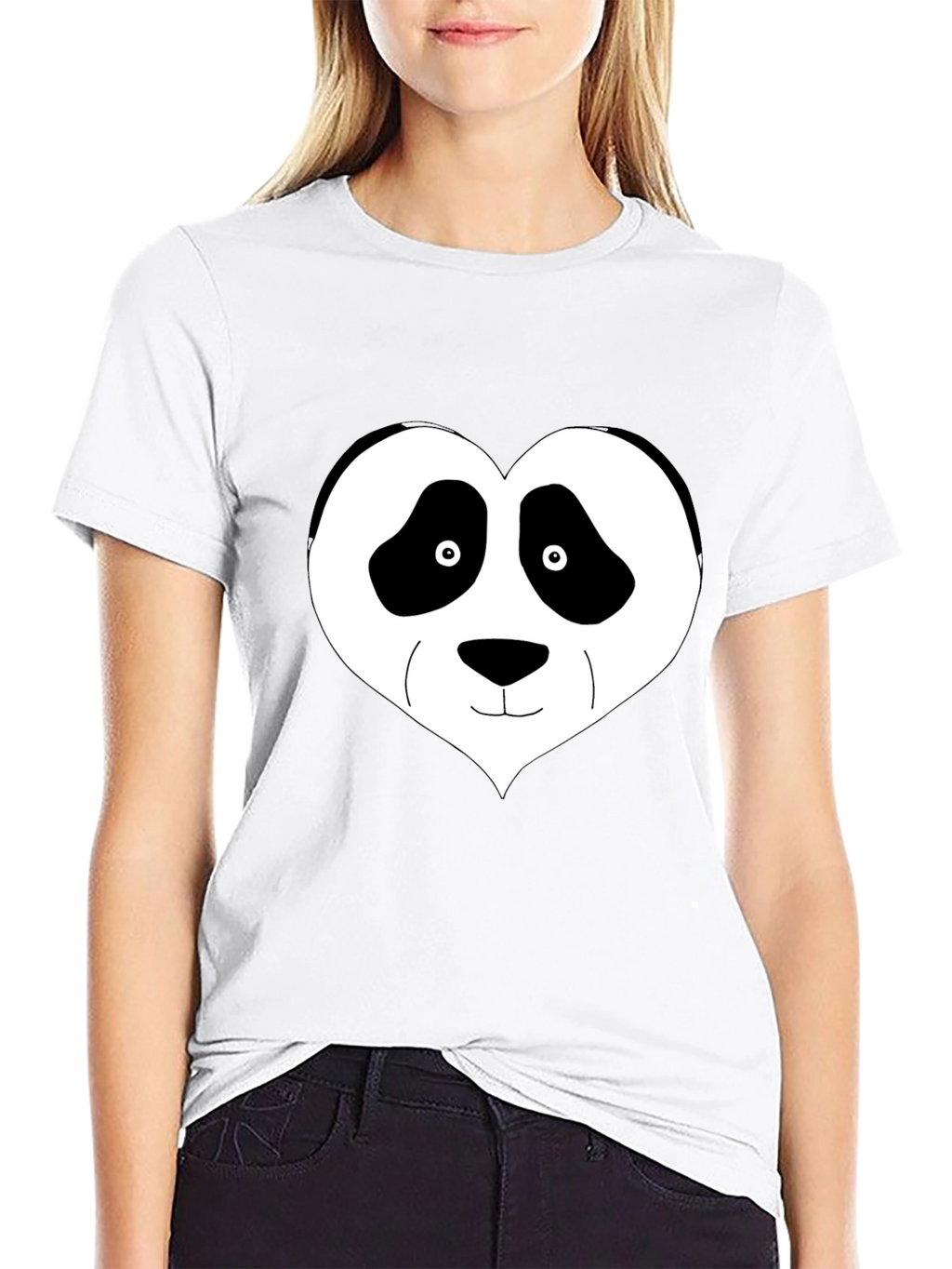 Panda Heart Graphic Tee - Black Casual Shirt
