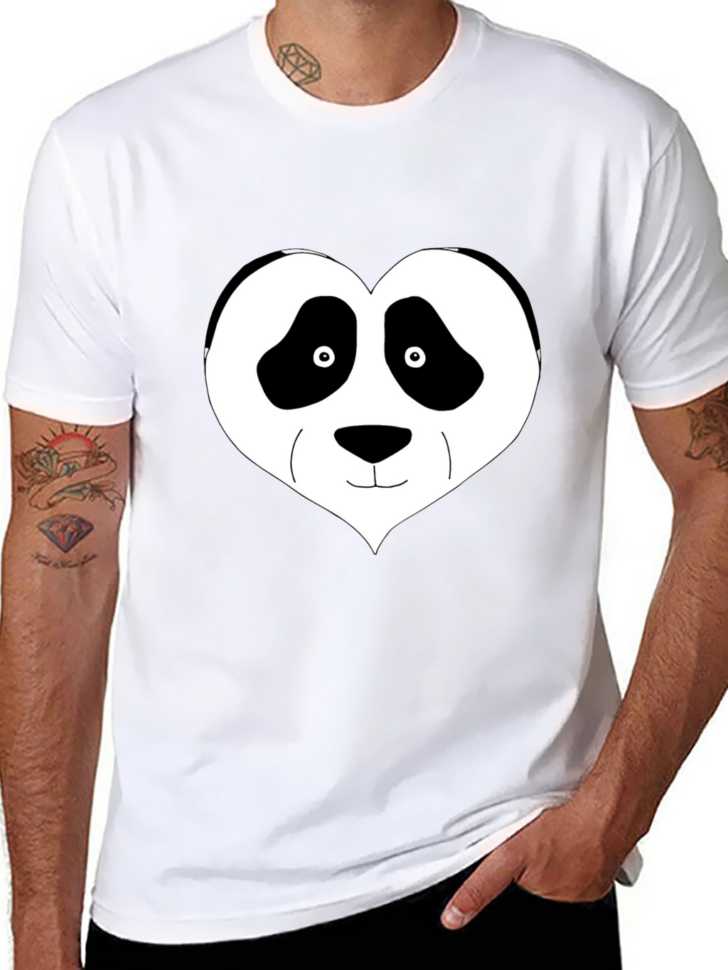 Panda Heart Graphic Tee - Black Casual Shirt