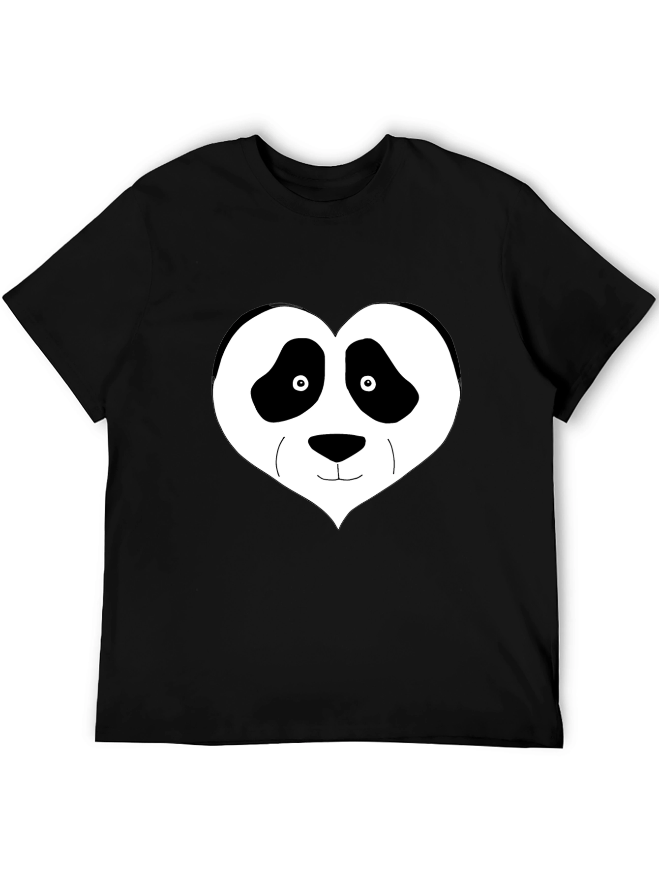 Panda Heart Graphic Tee - Black Casual Shirt