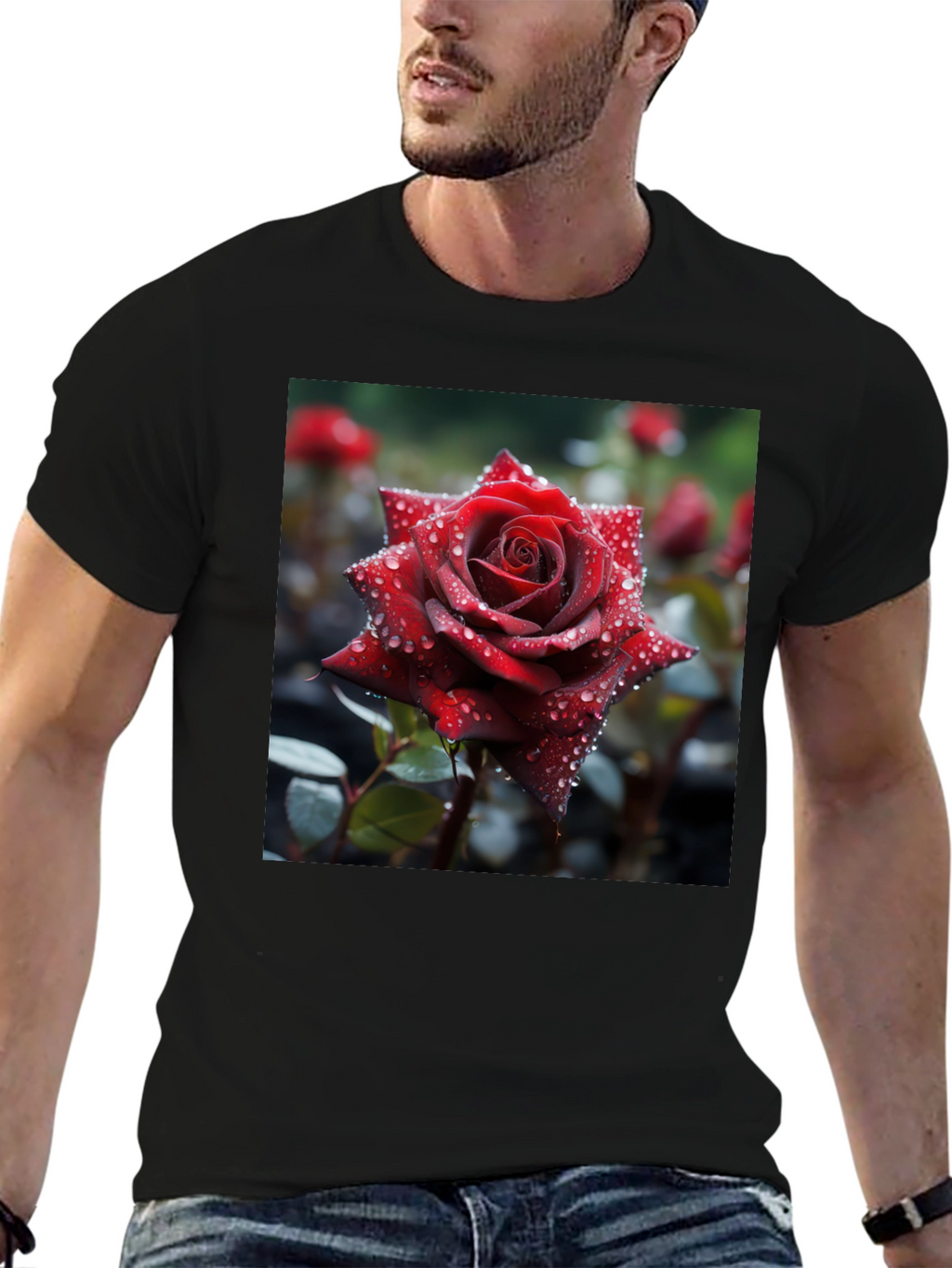 Rose T-Shirt - Floral Design Mens Tee