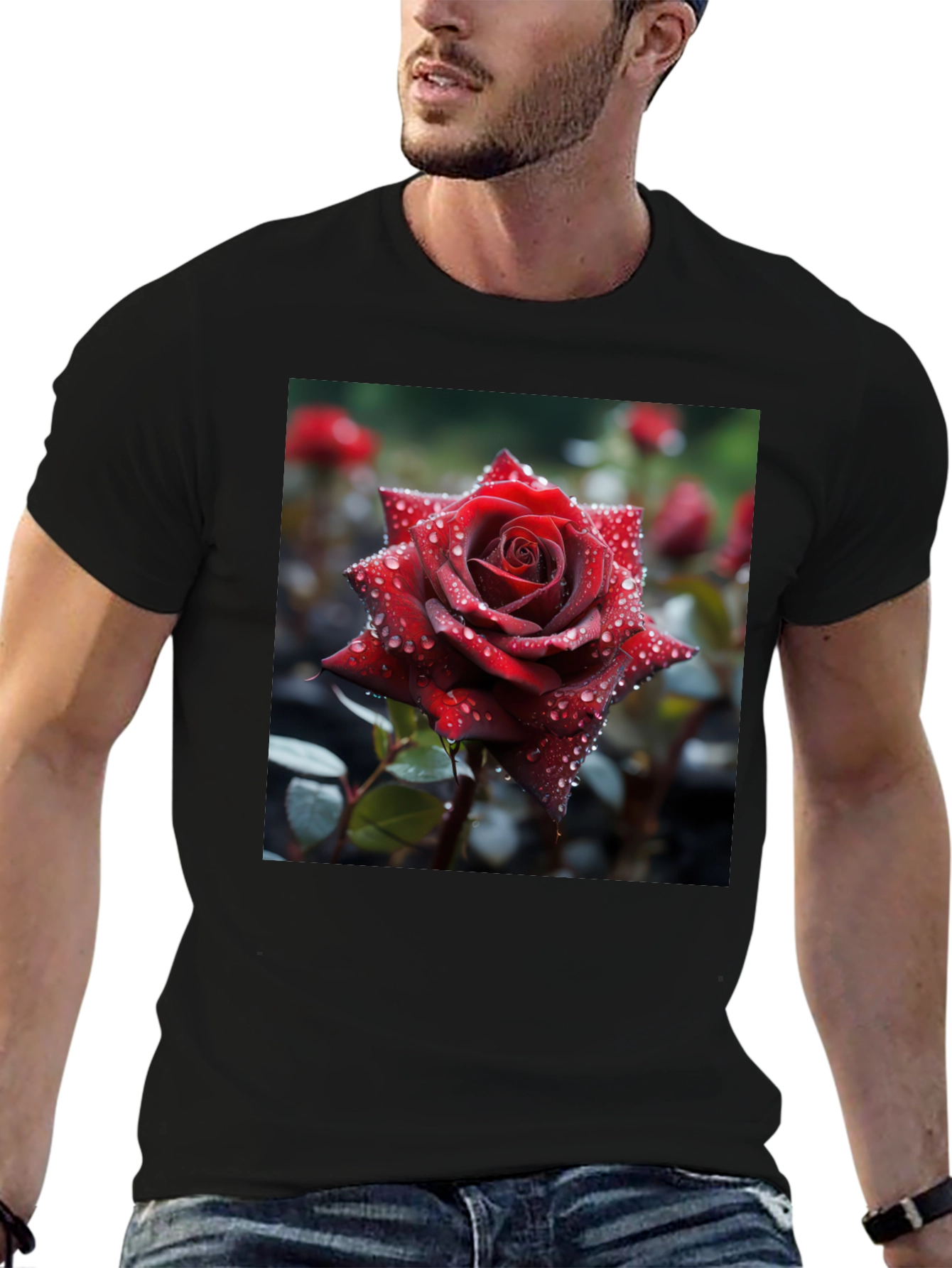 Rose T-Shirt - Floral Design Mens Tee
