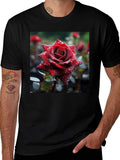 Rose T-Shirt - Floral Design Mens Tee