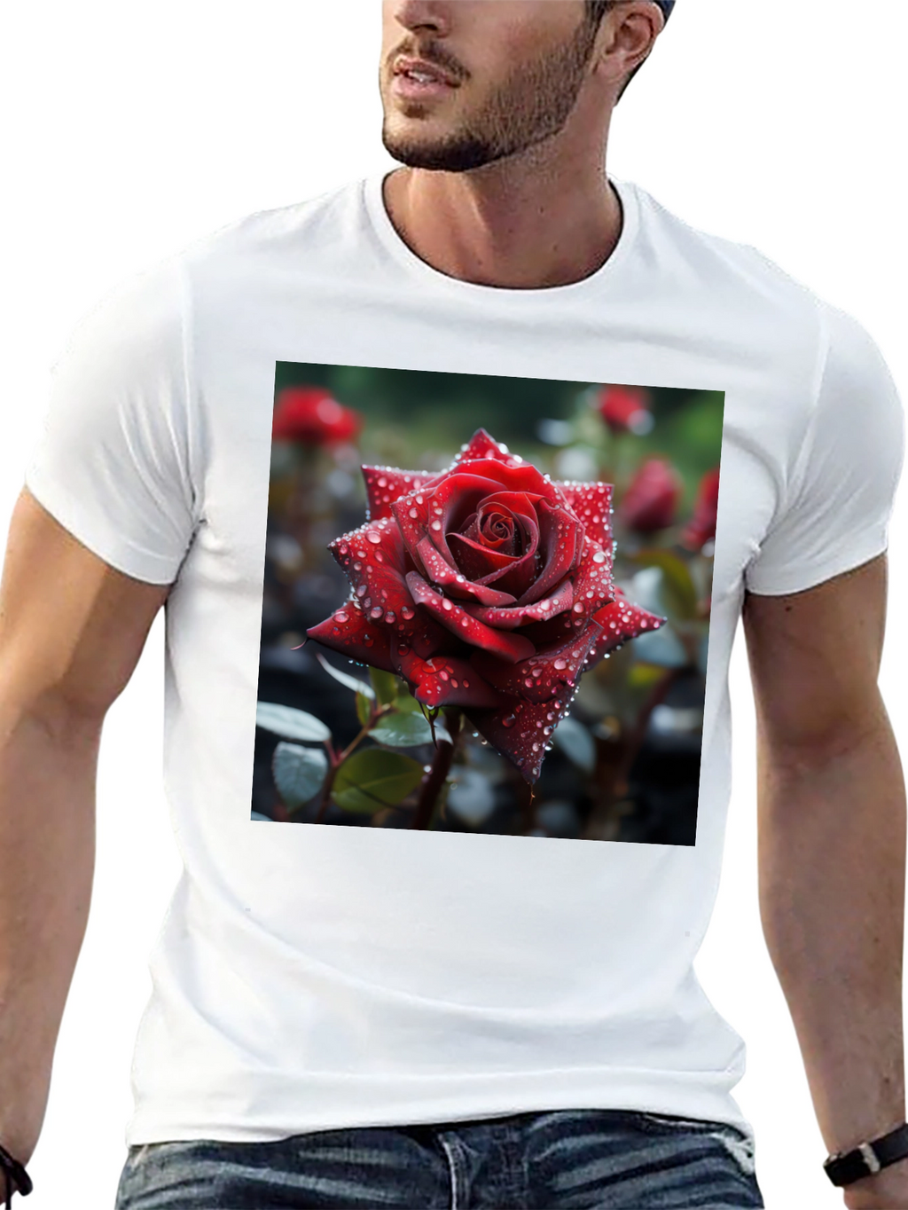 Rose T-Shirt - Floral Design Mens Tee