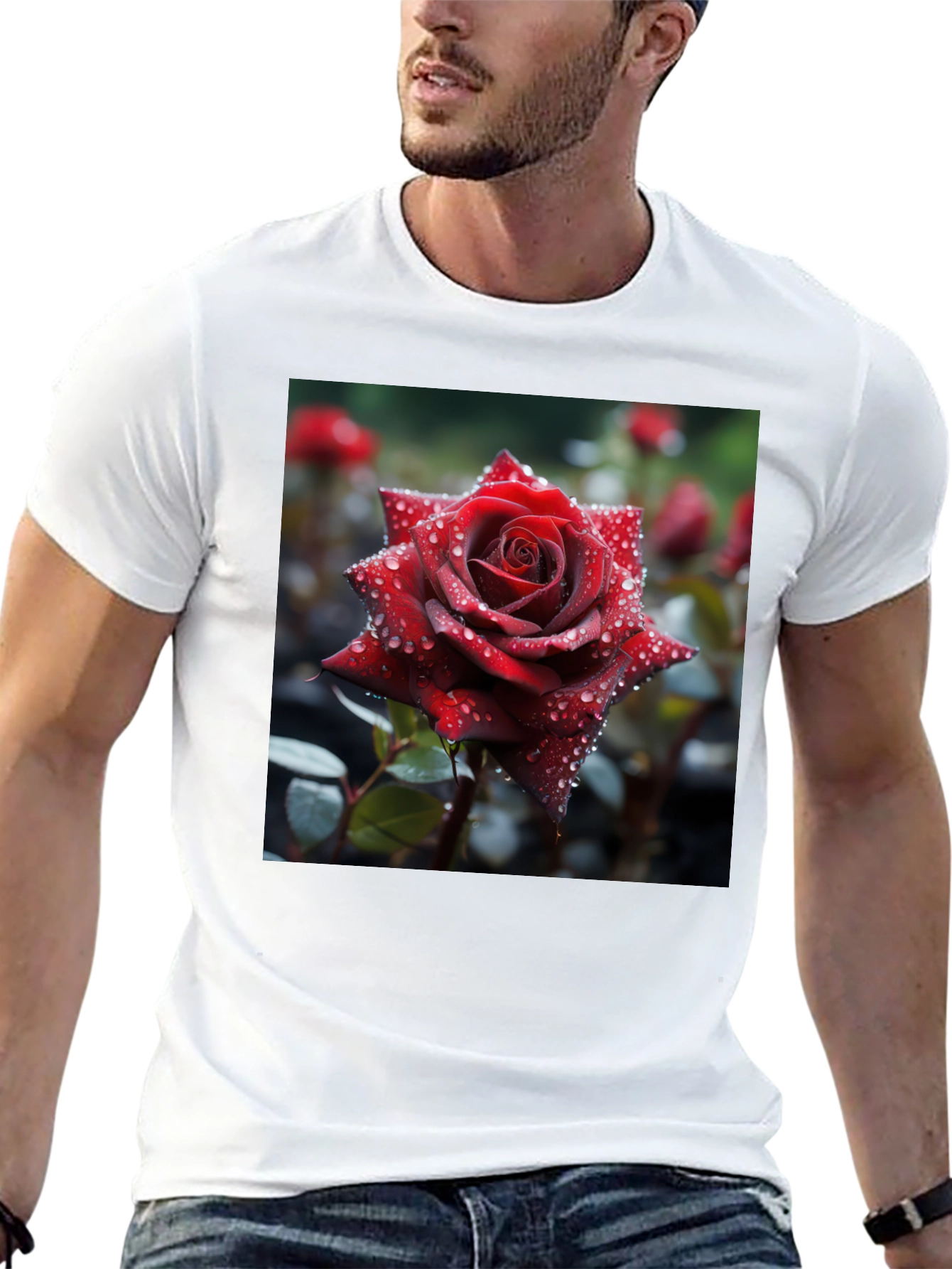 Rose T-Shirt - Floral Design Mens Tee