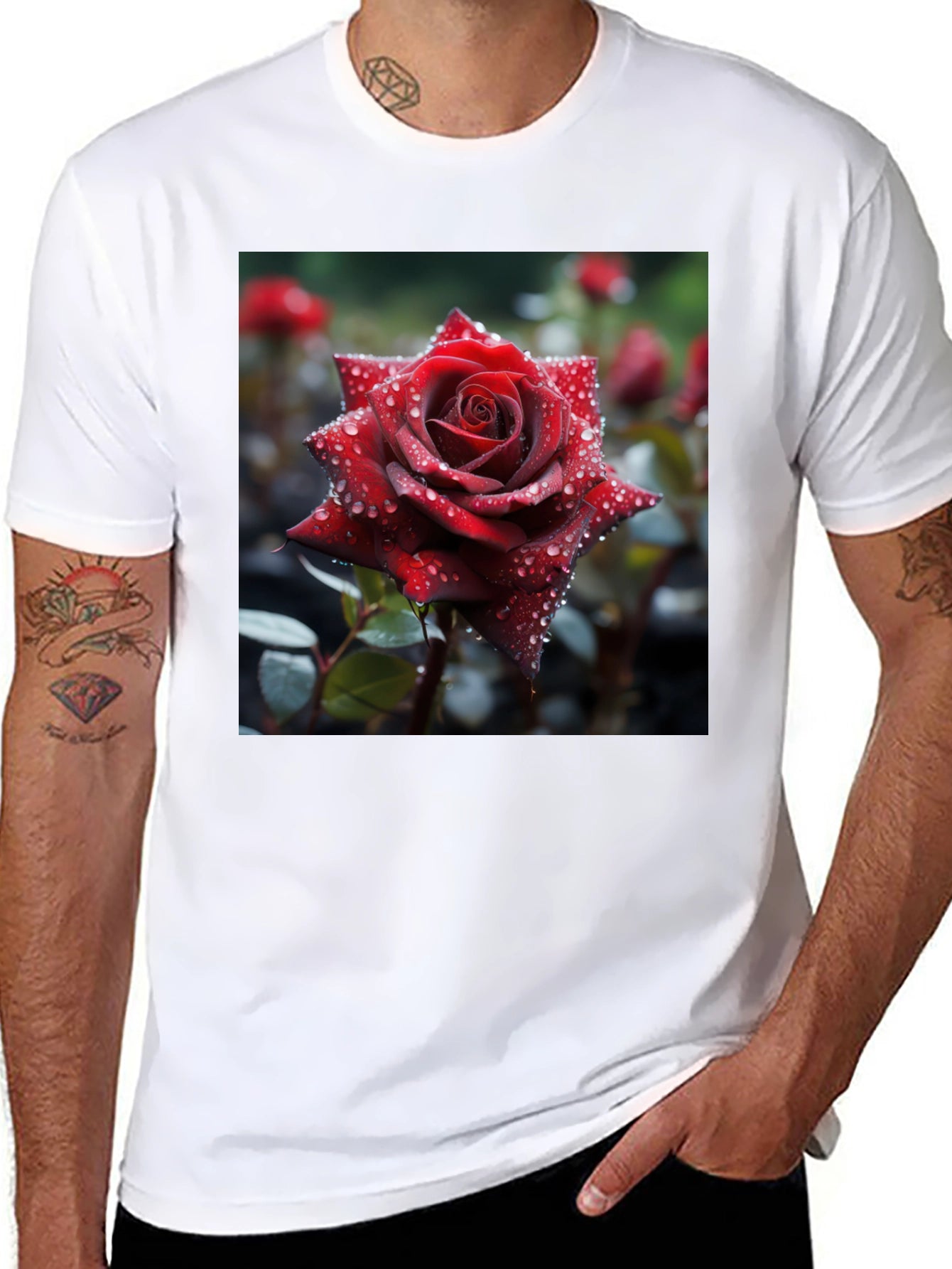 Rose T-Shirt - Floral Design Mens Tee