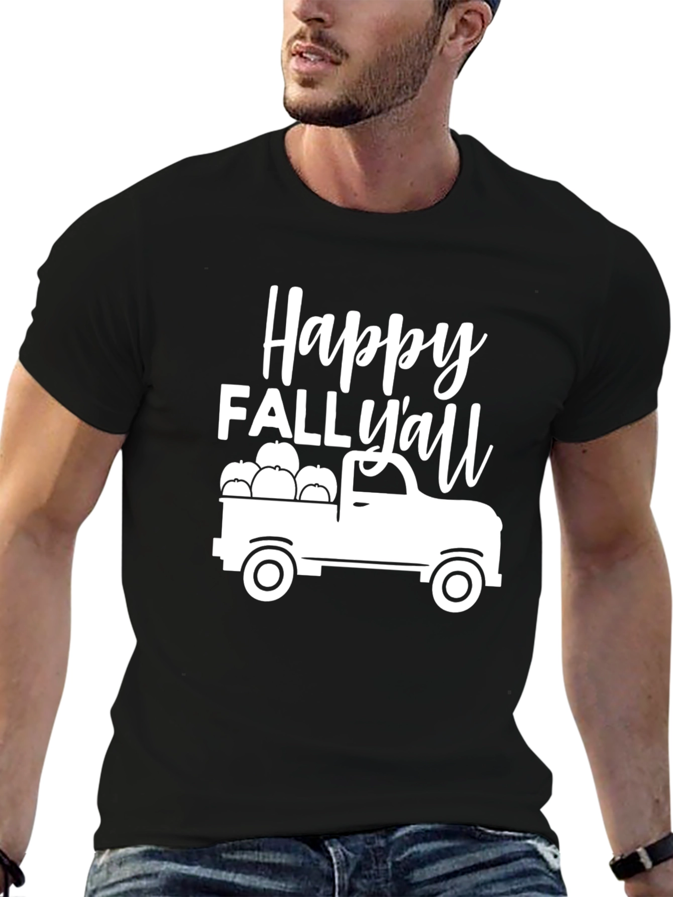 Happy Fall Yall Truck Graphic Tee - Autumn Comfort