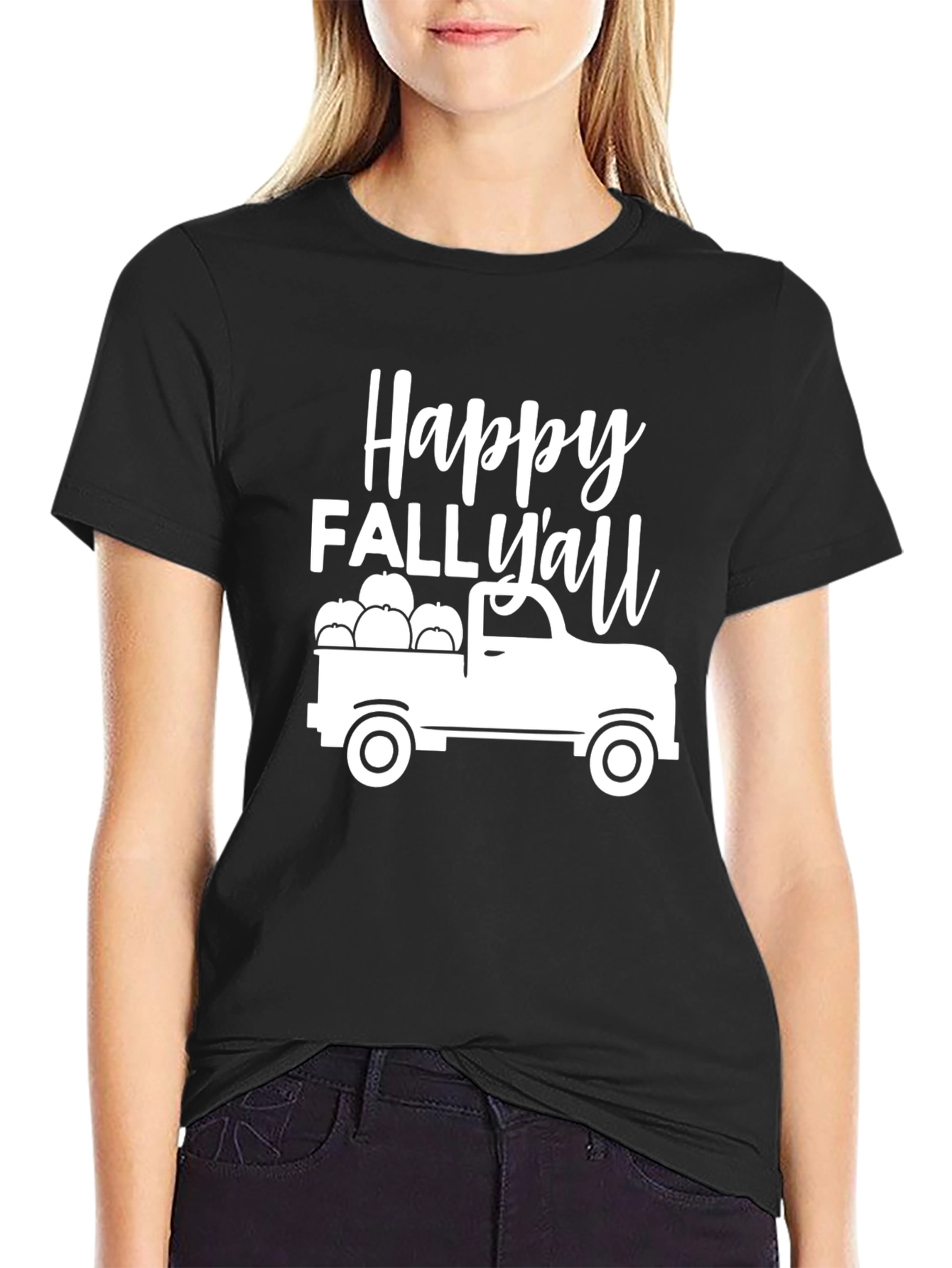 Happy Fall Yall Truck Graphic Tee - Autumn Comfort