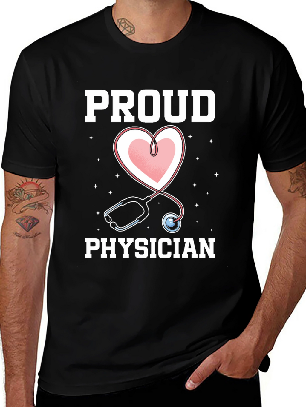 Proud Physician T-Shirt - Heart Stethoscope Graphic Tee
