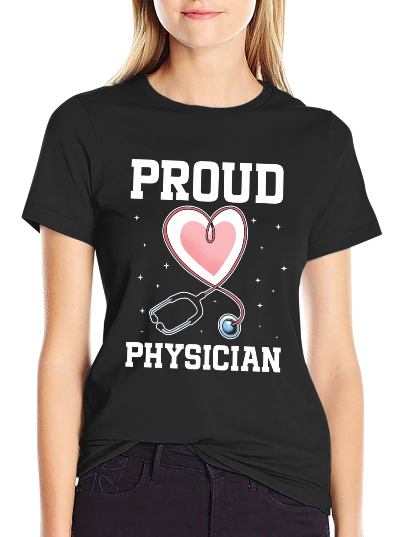 Proud Physician T-Shirt - Heart Stethoscope Graphic Tee