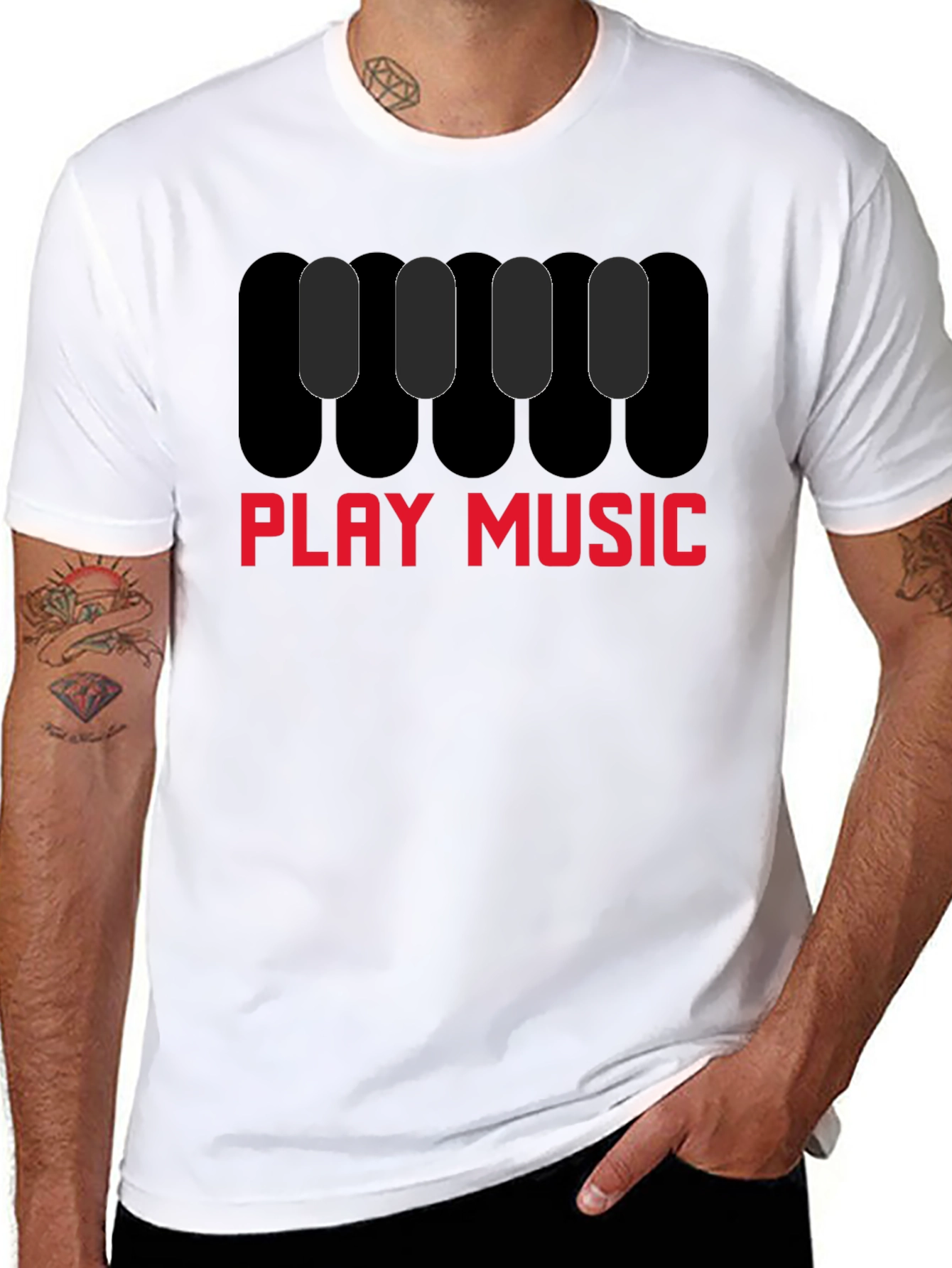 Play Music Graphic Tee - Black Cotton Shirt