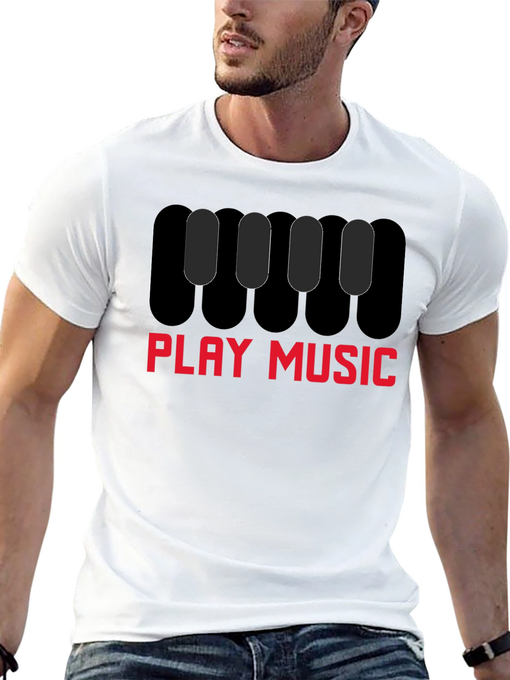 Play Music Graphic Tee - Black Cotton Shirt